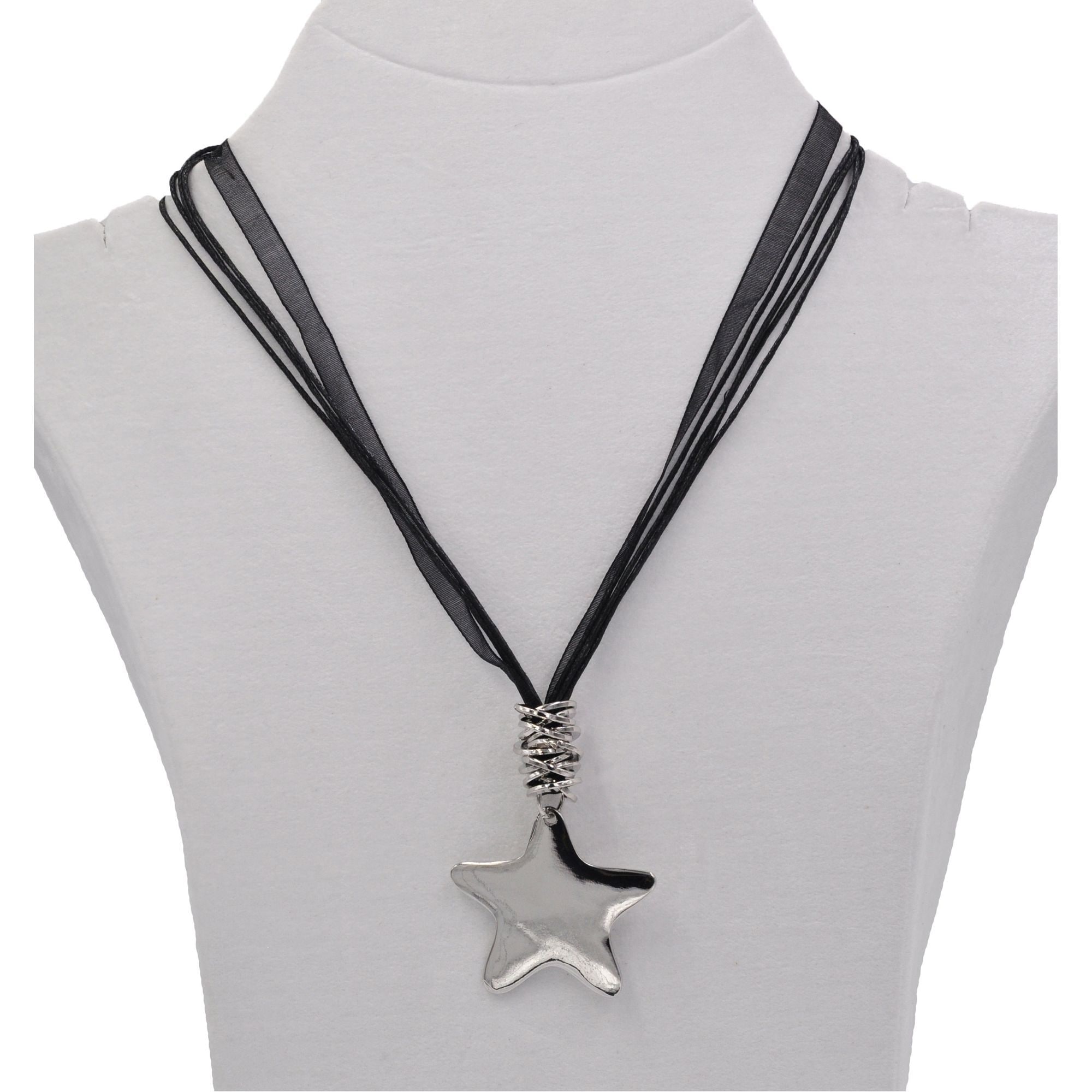 Steuer Kette mit Anhänger »Metall Stern Textilband«