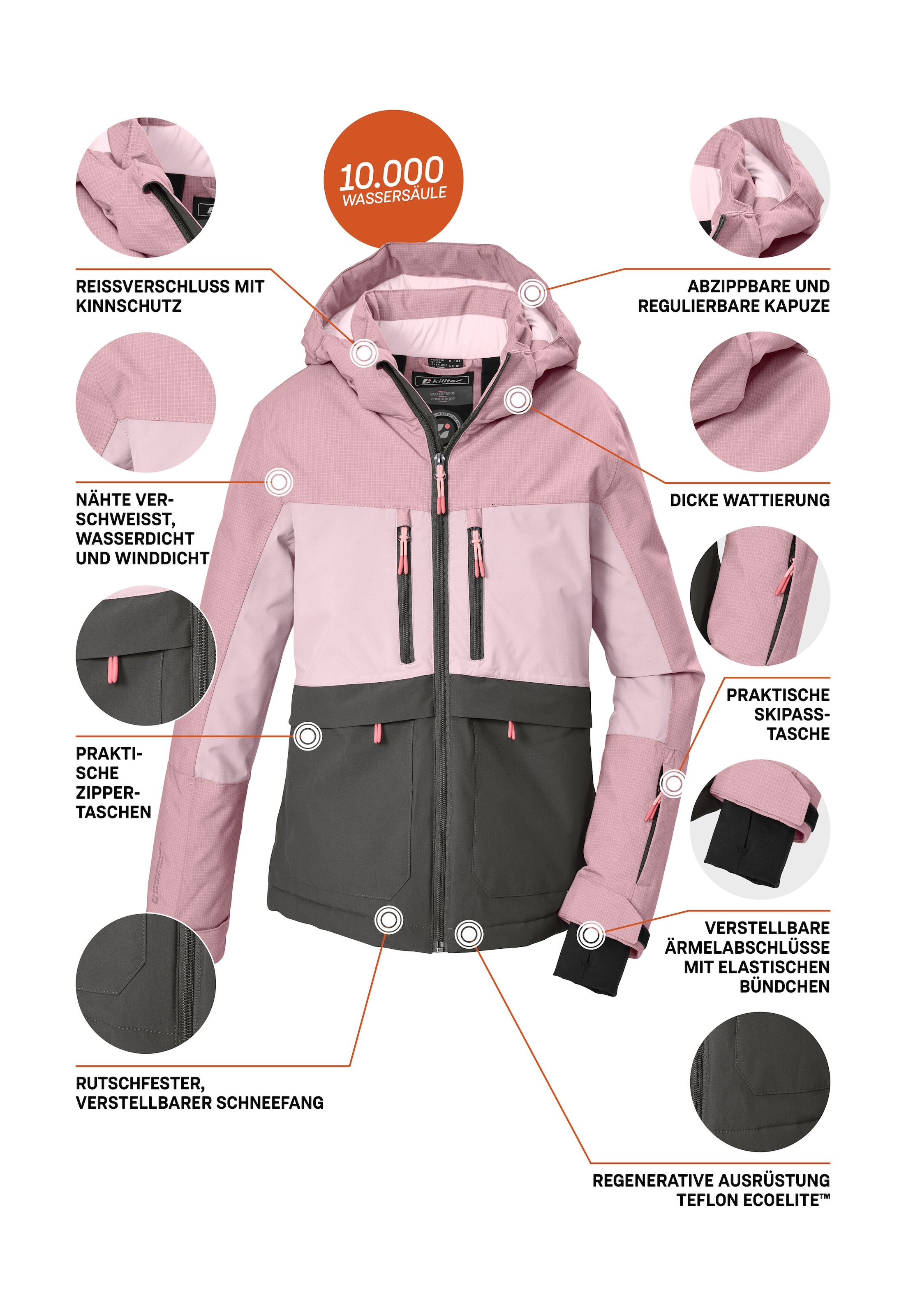 Killtec Funktionsjacke »KOW 160 GRLS JCKT« Wind- und wasserdicht, reflektierend, abnehmbare Kapuze