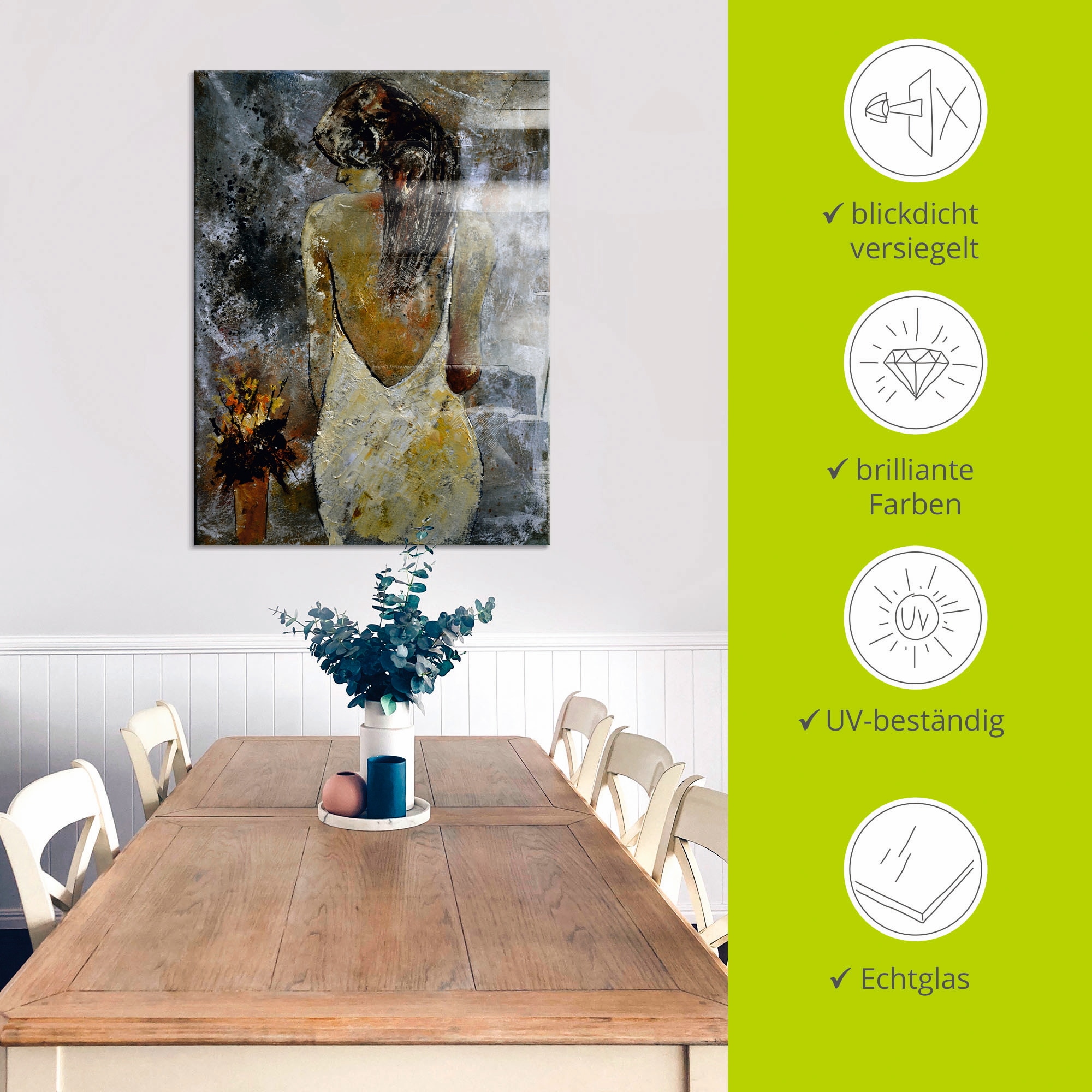 Artland Glasbild »Junge Frau«, Frau, (1 St.), in verschiedenen Größen