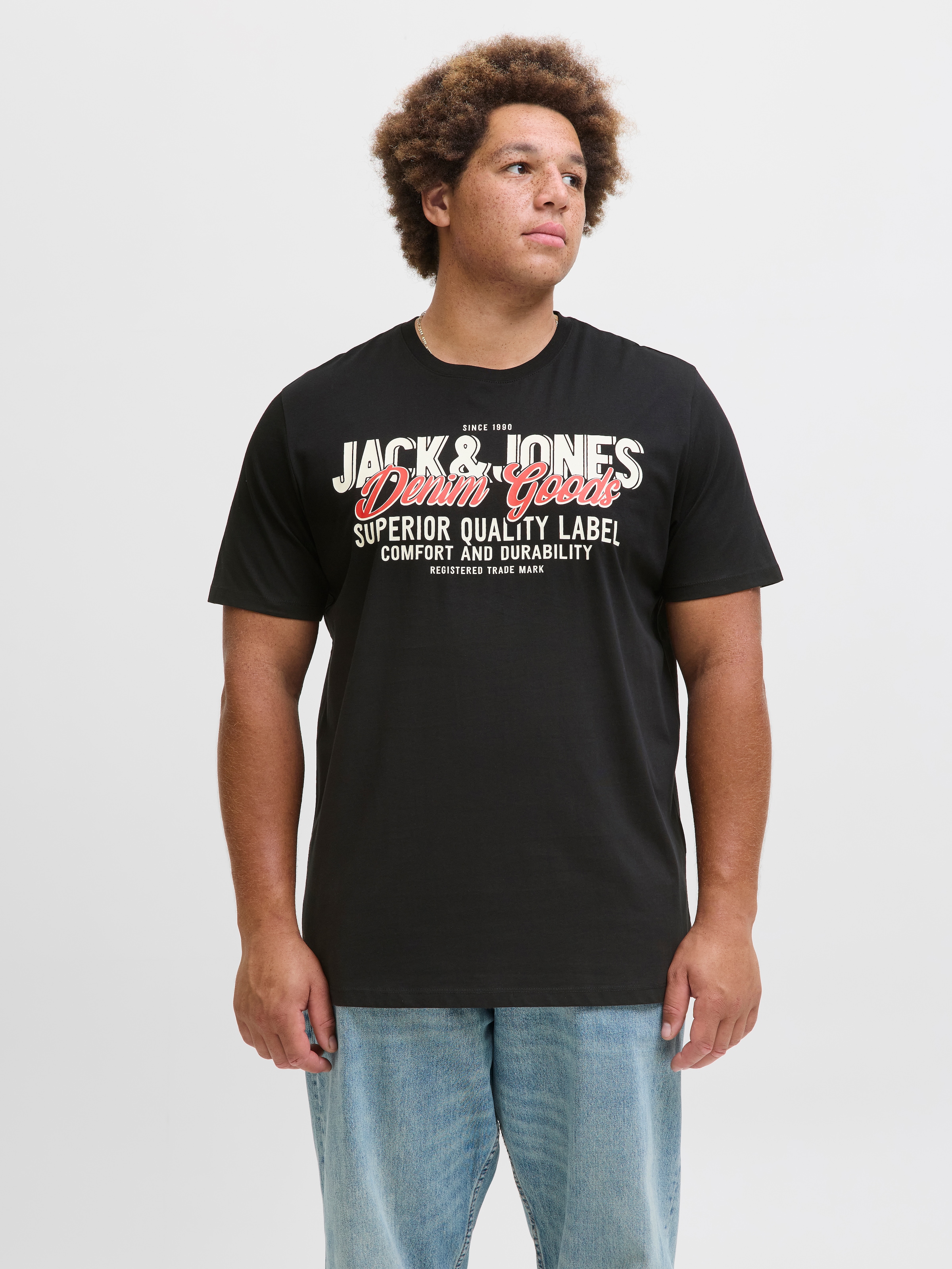 Jack & Jones PlusSize T-Shirt »JJELOGO TEE SS 2 COL AW25 3PK MP PLS«, (Packung, 3 tlg.)