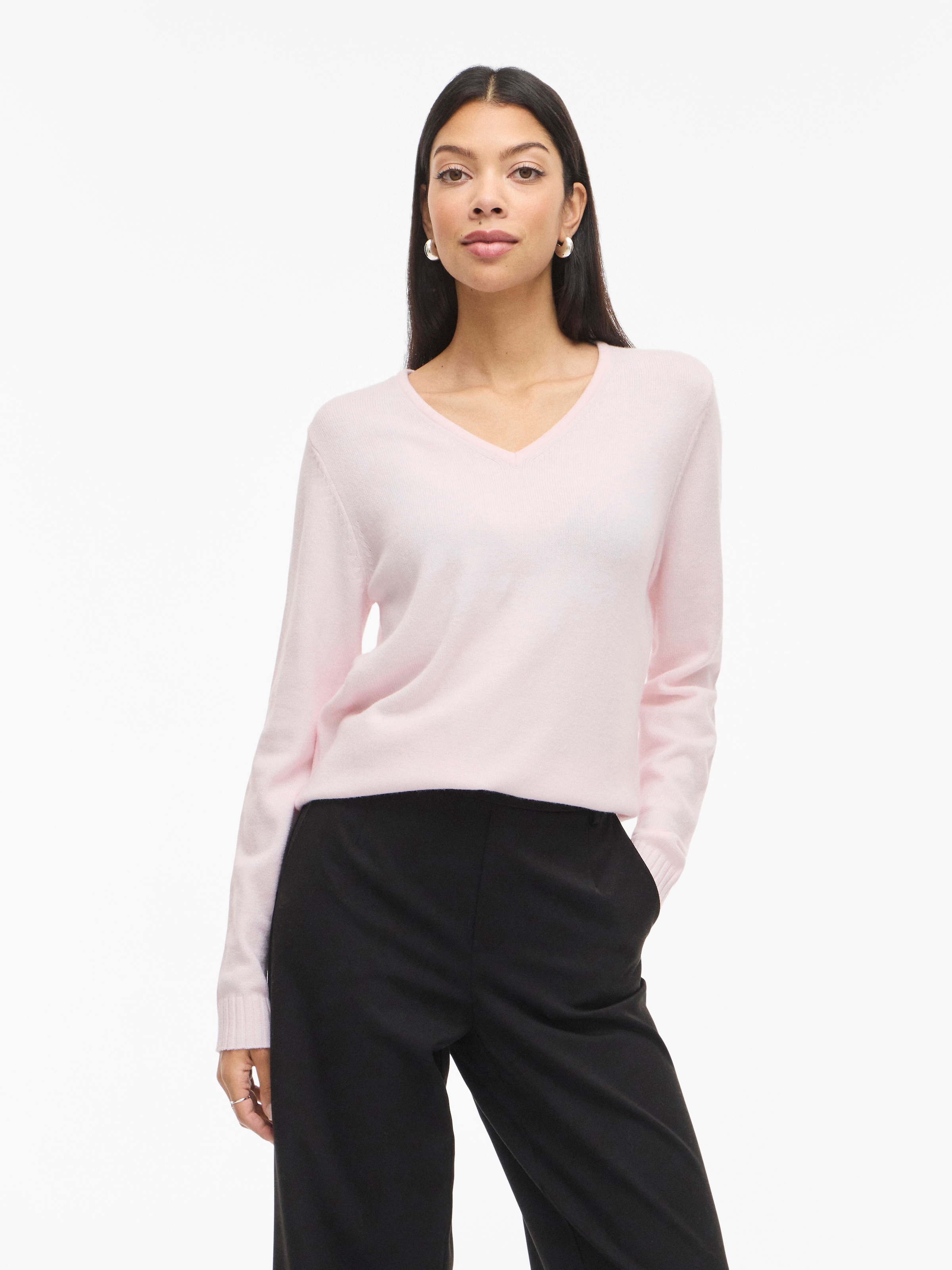 Vila "VIRIL V-NECK L/S KNIT TOP - NOOS" Materialmix, regular fit