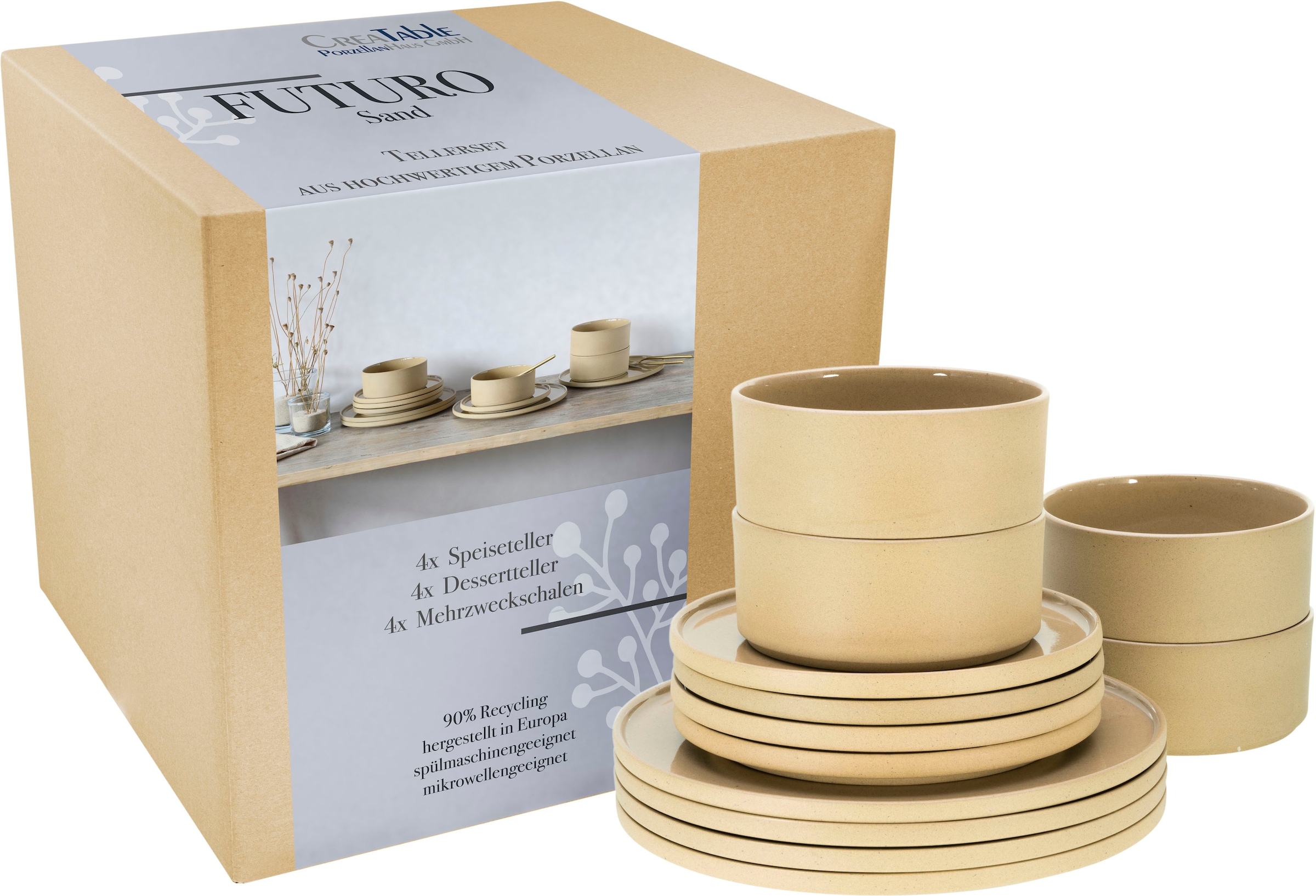 CreaTable Tafelservice "Futuro" Service, je 4 Speiseteller 26 cm, Dessertte günstig online kaufen