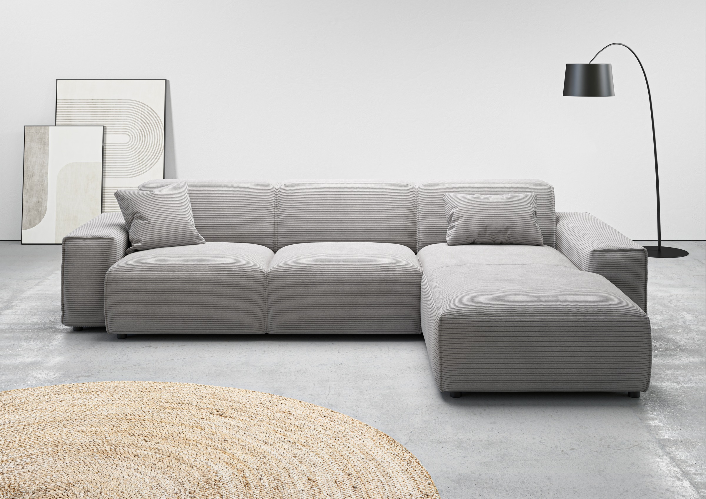 andas Ecksofa »Glimminge auch in Breitcord, Feincord, Bouclé + Easy care-Bezug«, L-Form, Breite 294, Zierkissen