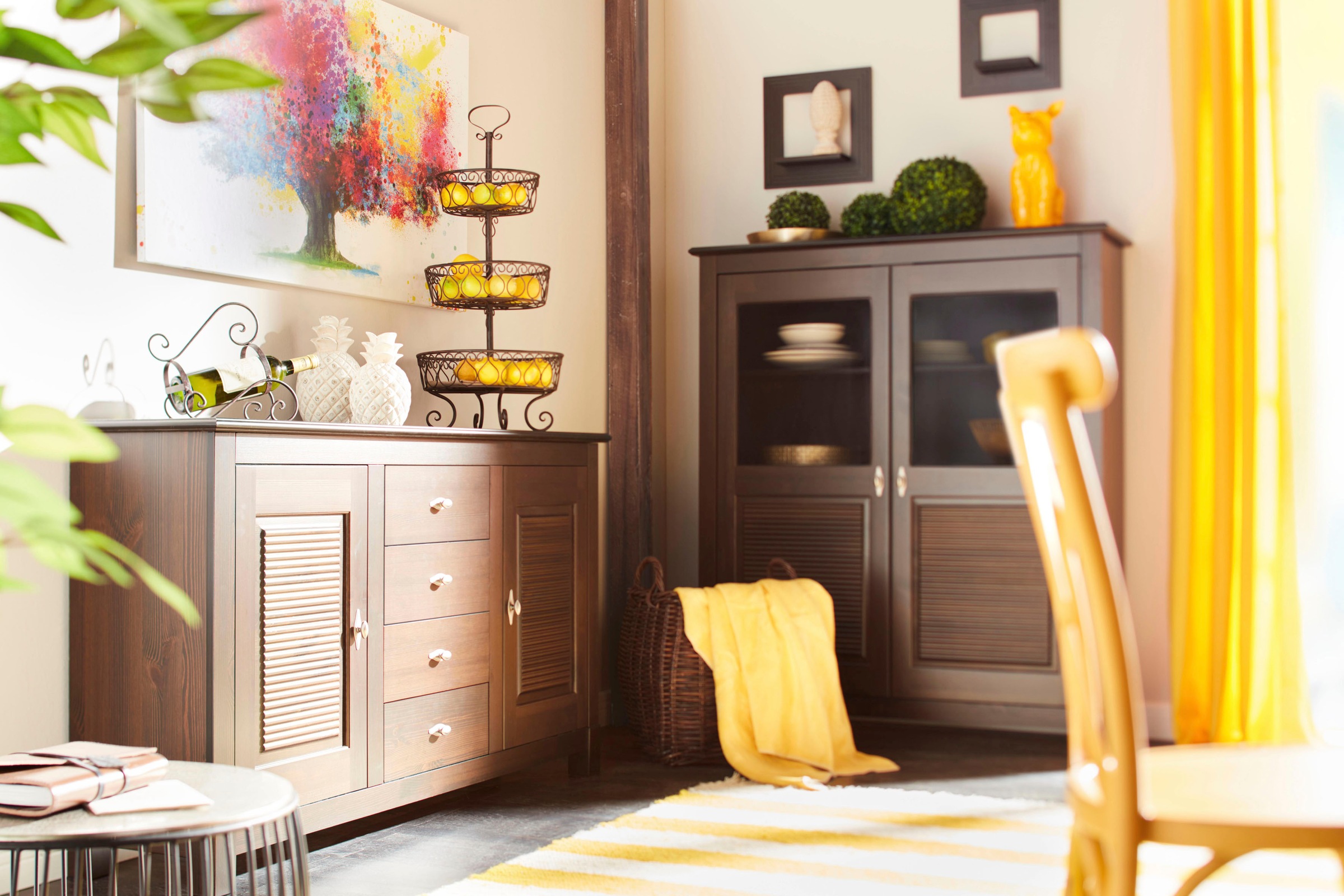 OTTO home Highboard "Rauna" Vitrine, Breite 111,6 cm, aus massiver Kiefer günstig online kaufen