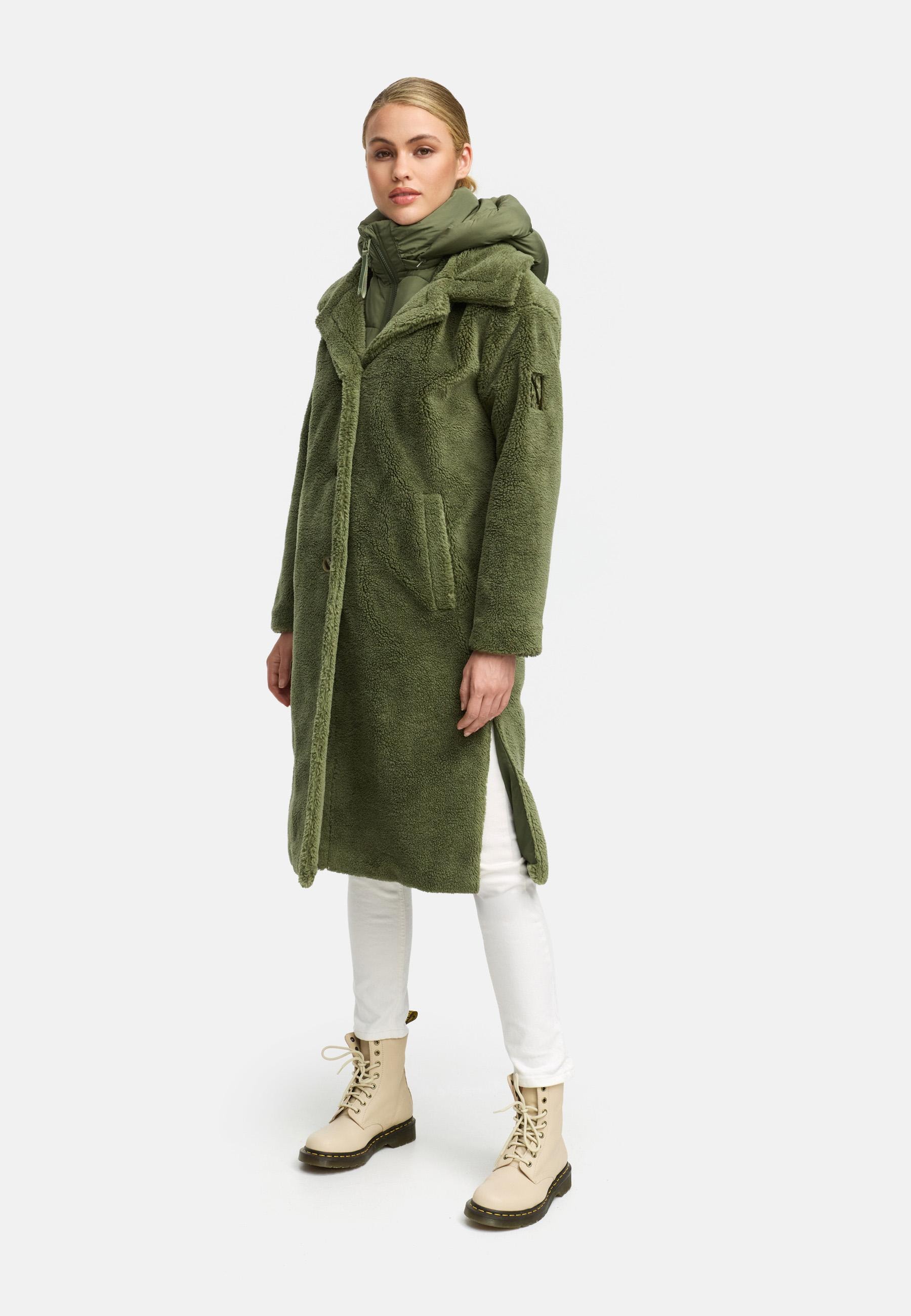 Navahoo Wintermantel »Teddyzauber 14«, Plüschmantel aus Teddyfleece mit abnehbmarem Krageneinsatz