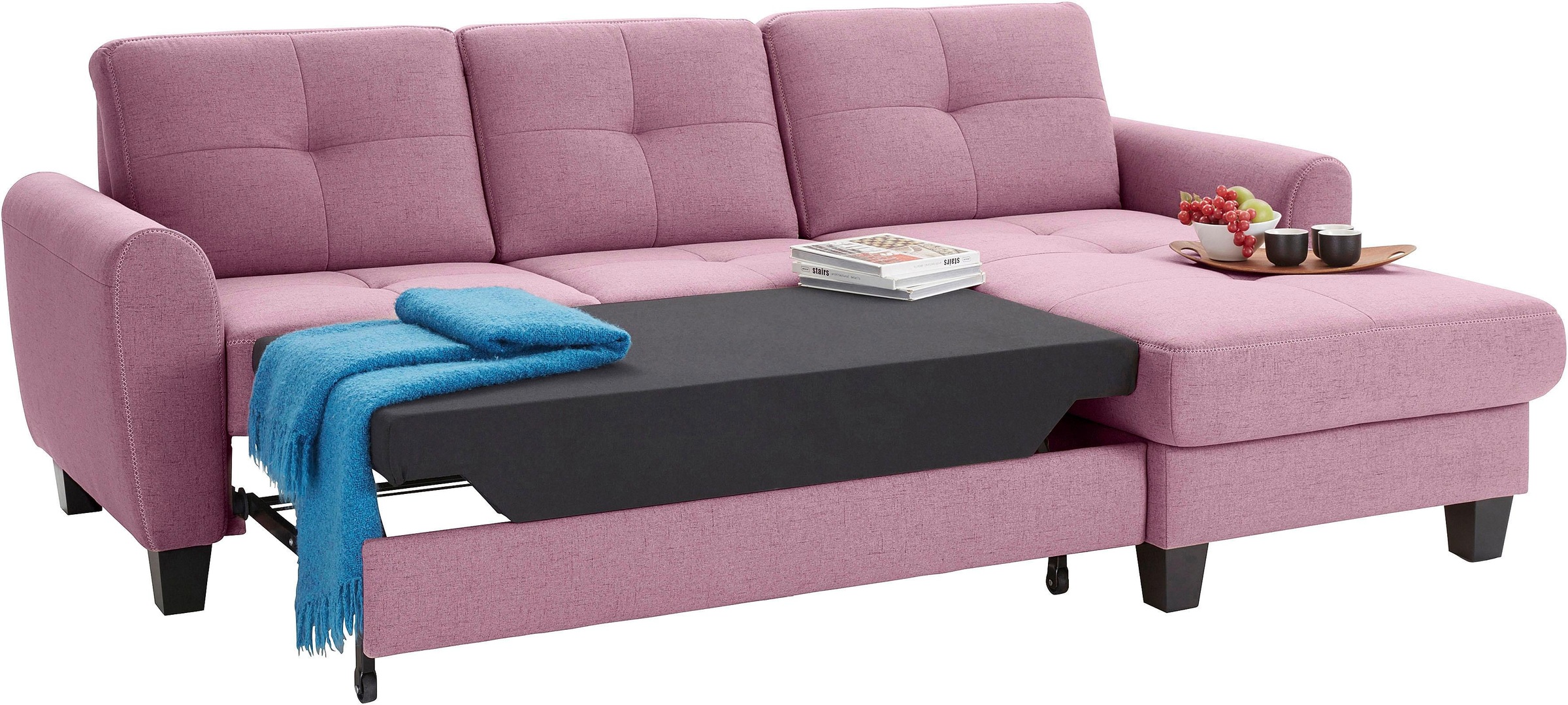 sit&more Ecksofa »Varese L-Form«, mit Federkern, wahlweise mit Bettfunktion und Stauraum