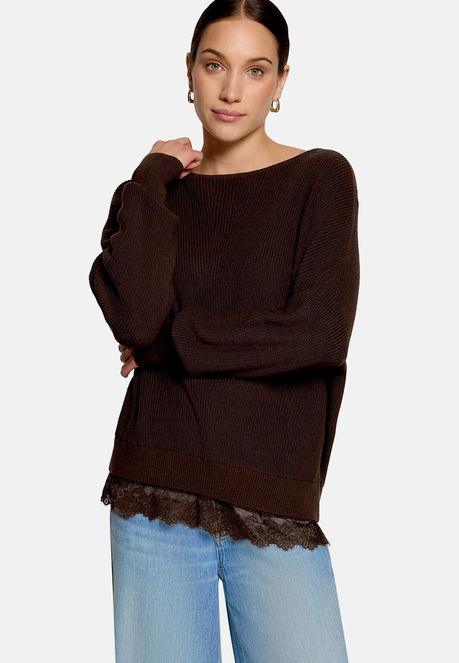 Zero Strickpullover »Damen mit Spitzenkante« 1 Struktur