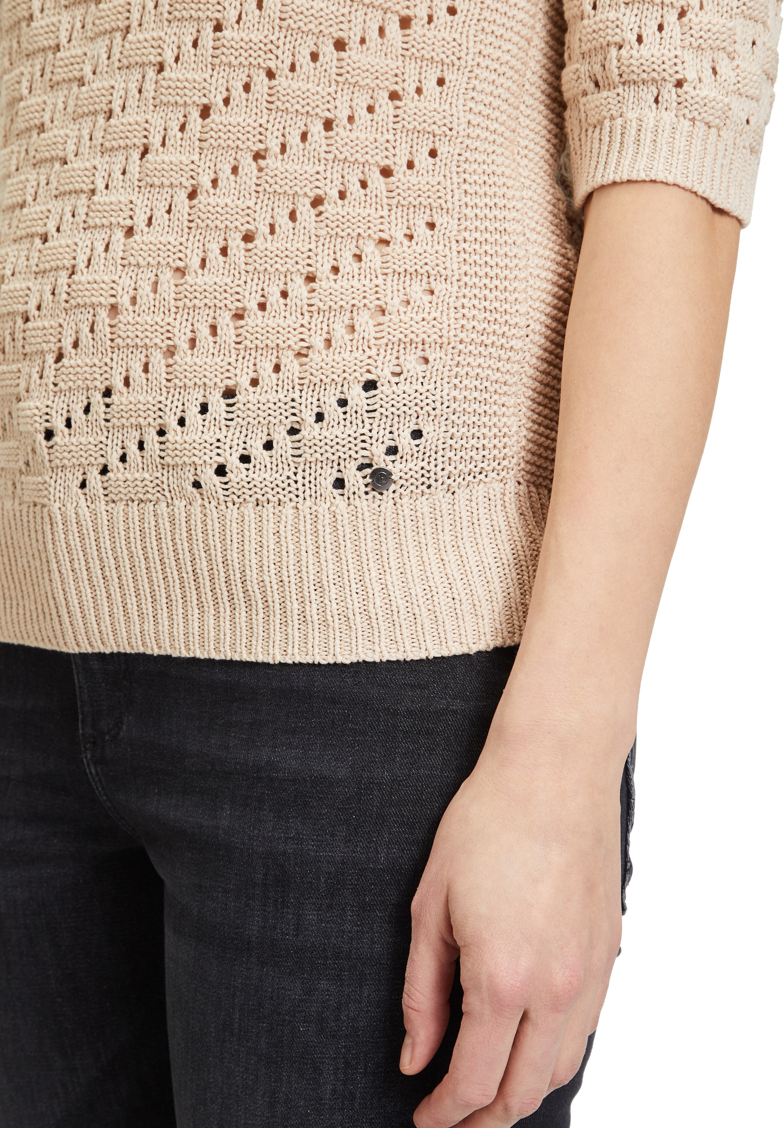 Betty&Co Kurzarmshirt »Betty & Co Strickpullover mit Rundhalsausschnitt«, (1 tlg.), Struktur
