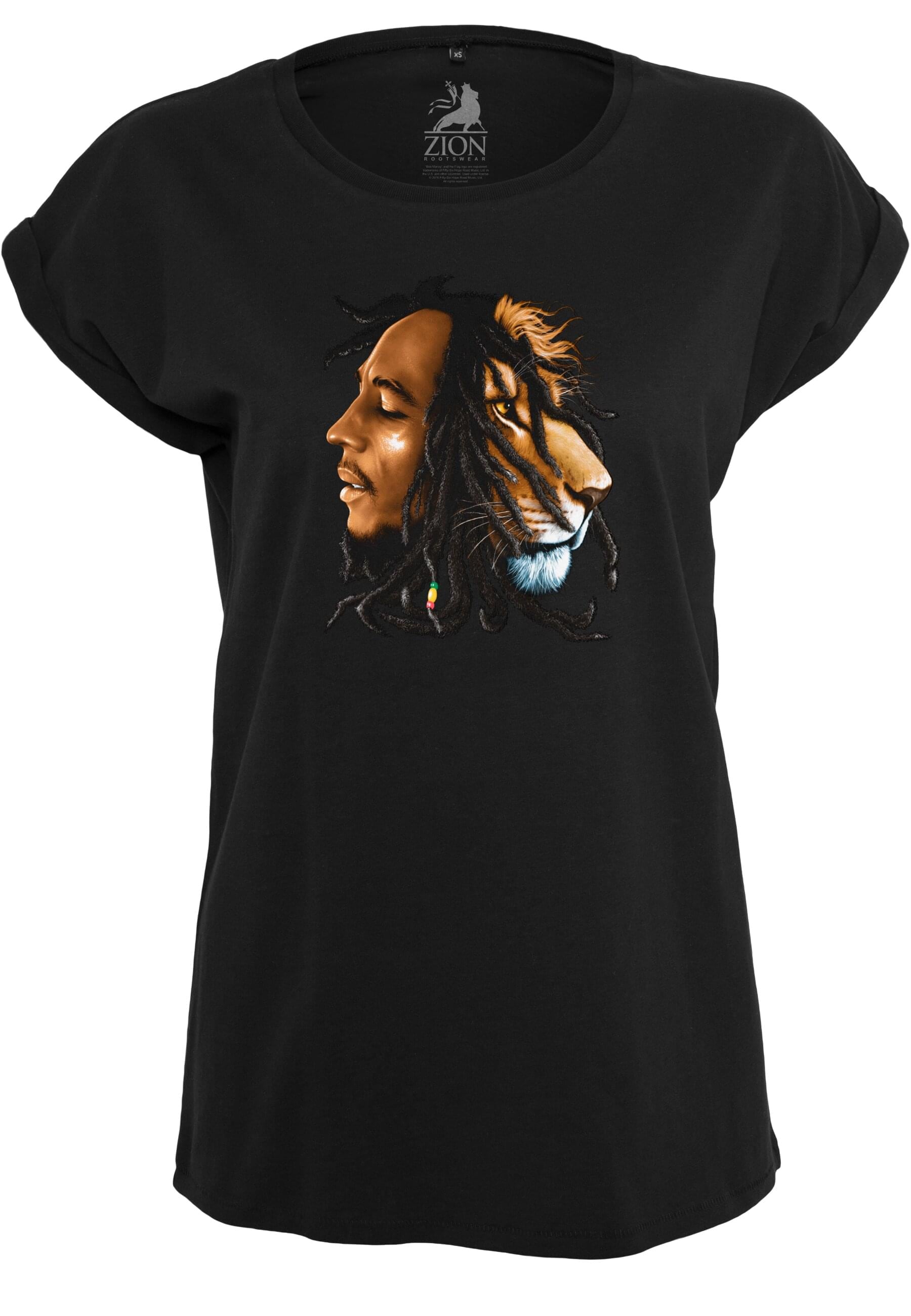 MisterTee Kurzarmshirt "MisterTee Damen Ladies Bob Marley Lion Face Tee" günstig online kaufen