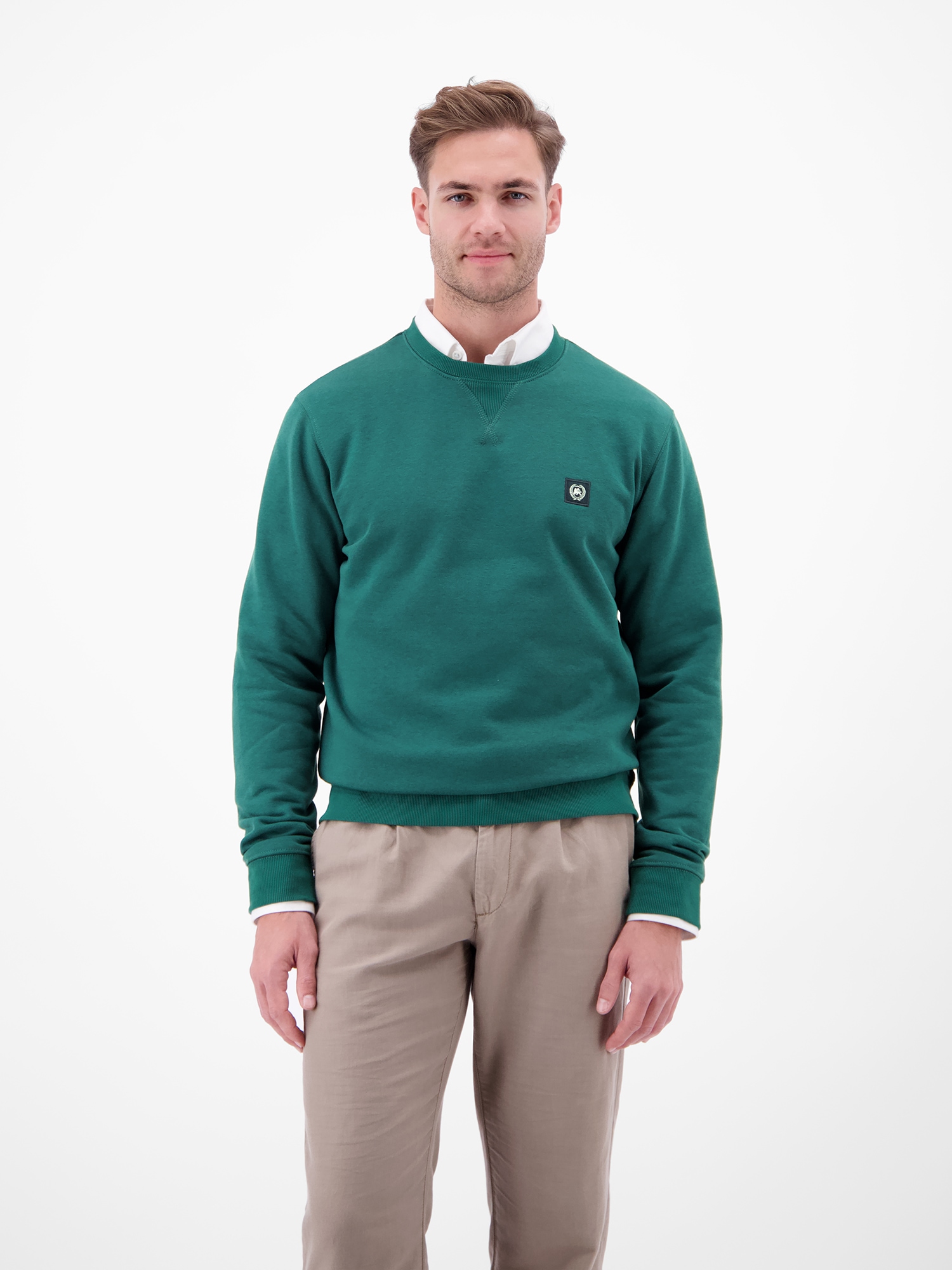 Sweatshirt LERROS "Sweatshirt aus Baumwollmix, O-Neck", Herren, Gr. M, soft teal, 50% Baumwolle, 50% Polyester, Sweatshirts Sweatshirt