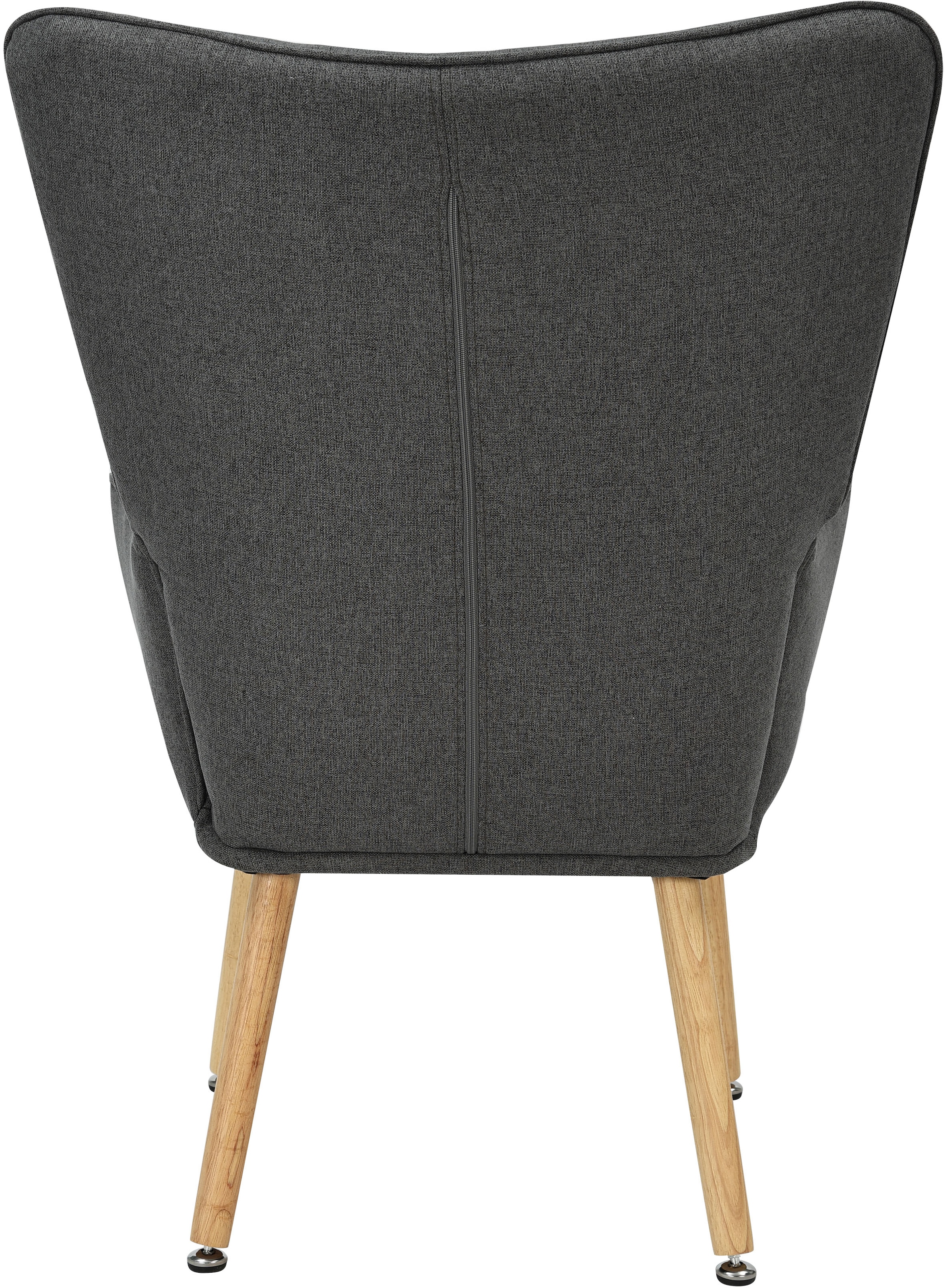 INOSIGN Ohrensessel »PERHAM, Sessel mit Hocker im Set, Knopfheftung, Massivholz-Füße,«, komfortabler Relaxsessel und Sitz-Hocker mit Strukturbezug