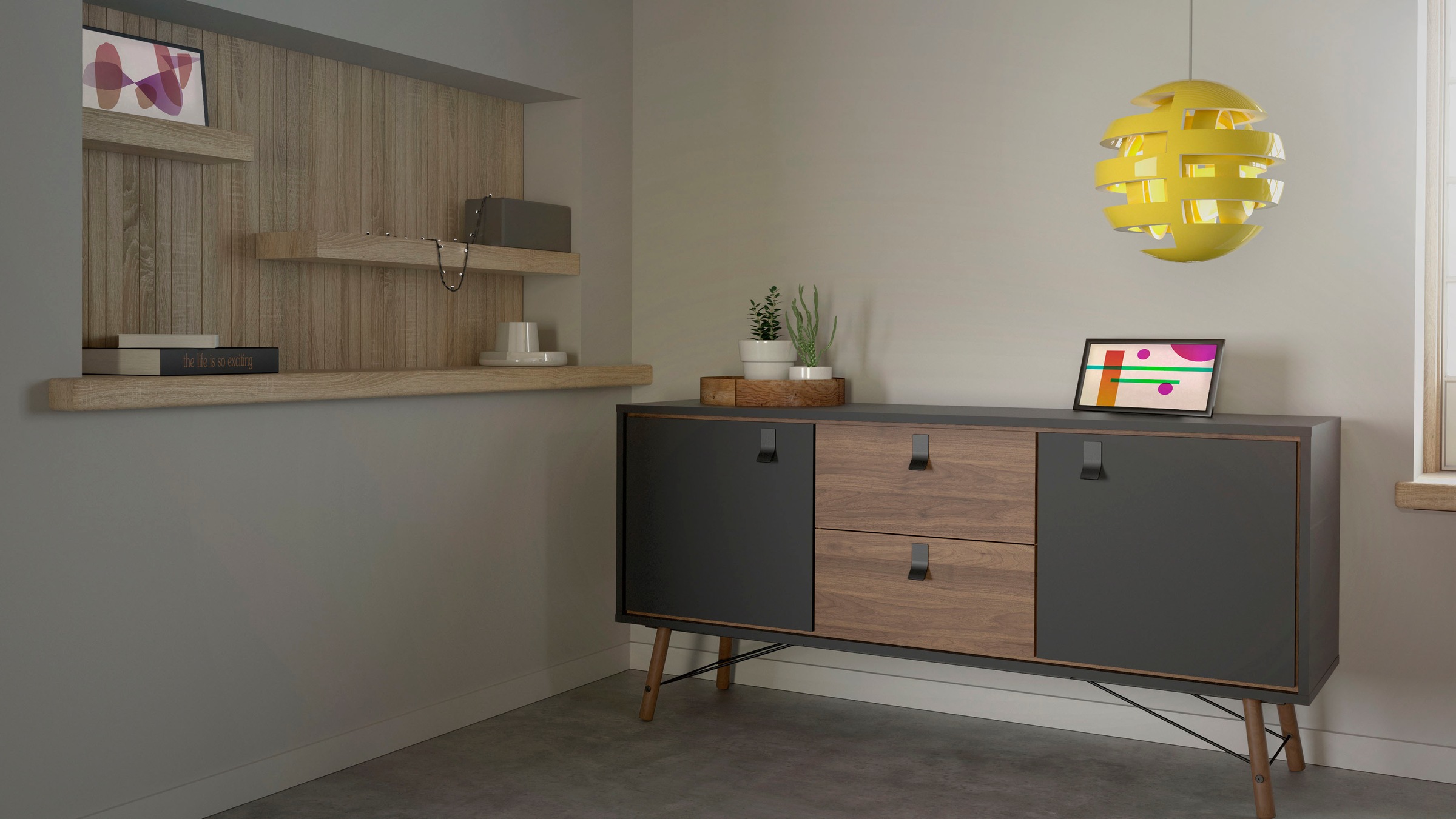 andas Sideboard »Ry Aufbewahrung, Schubladenschrank,«, Breite 150 cm, Höhe 72 cm, Kommode mit 2 Türen und 2 Schubläden