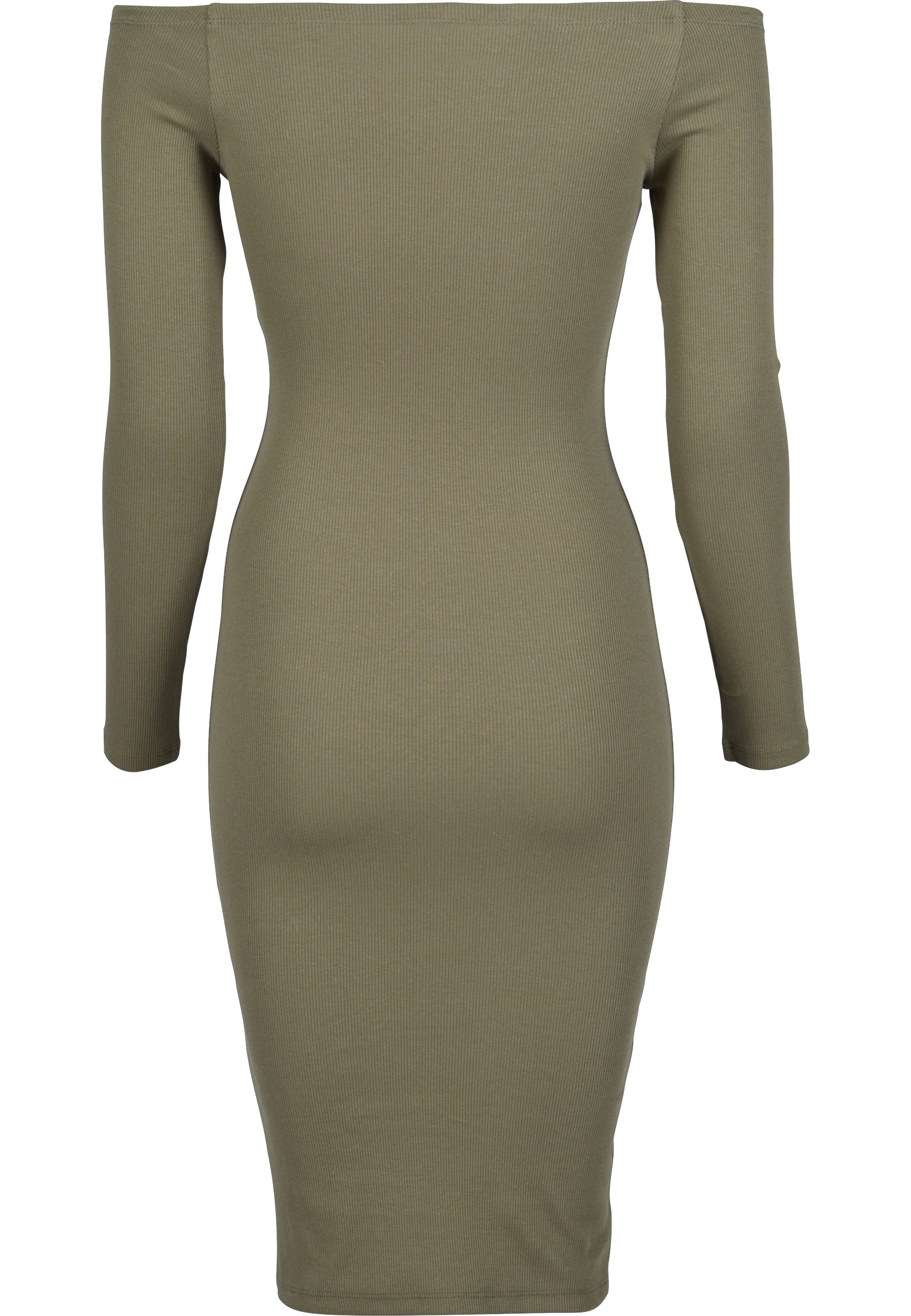 URBAN CLASSICS Shirtkleid »Urban Classics Damen Ladies Off Shoulder Longsleeve Rib Dress« 1 Stk. tlg.