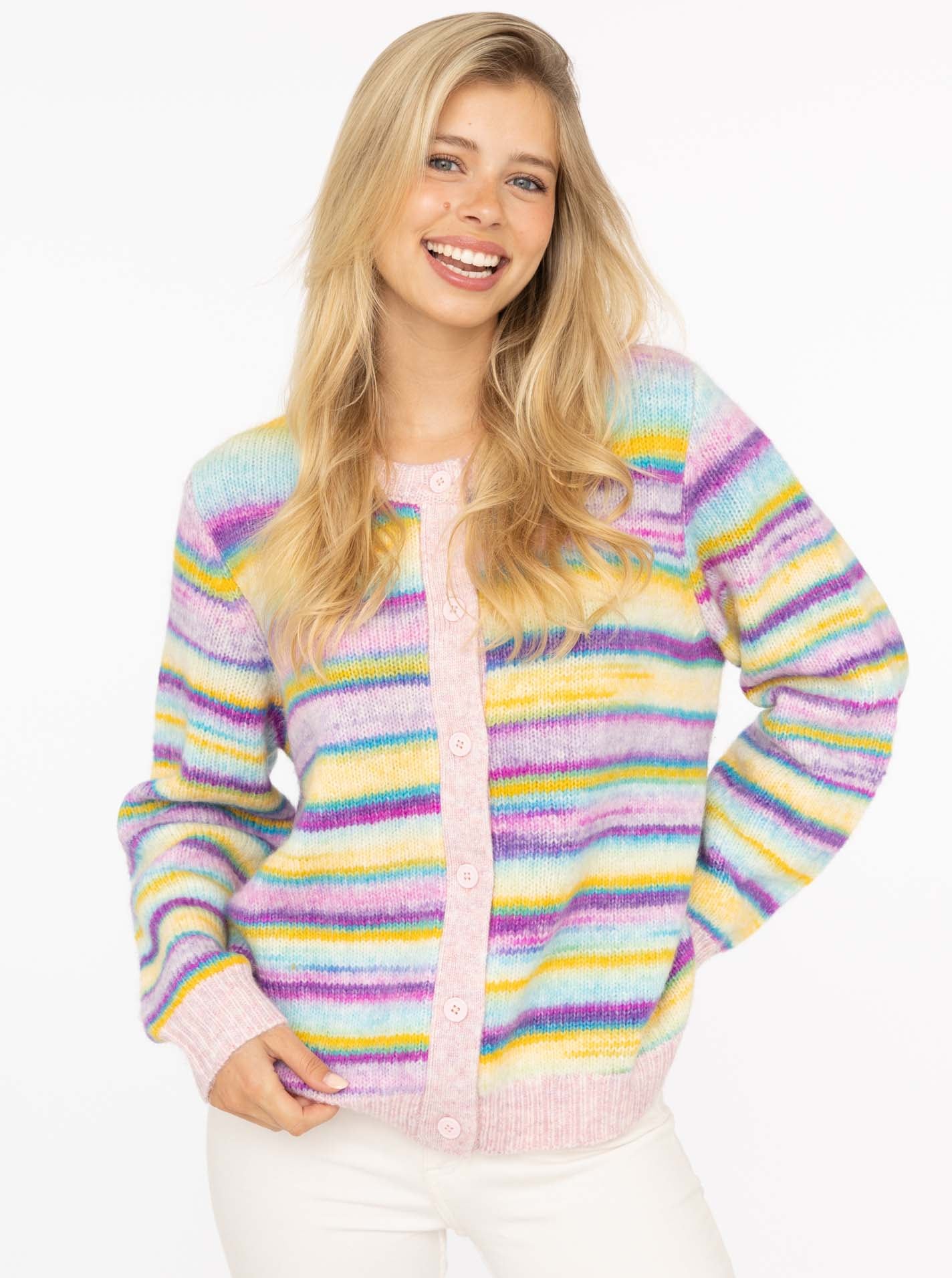 Zwillingsherz Strickjacke ""Kleine Streifen"", mit Knöpfen und Wollanteil günstig online kaufen