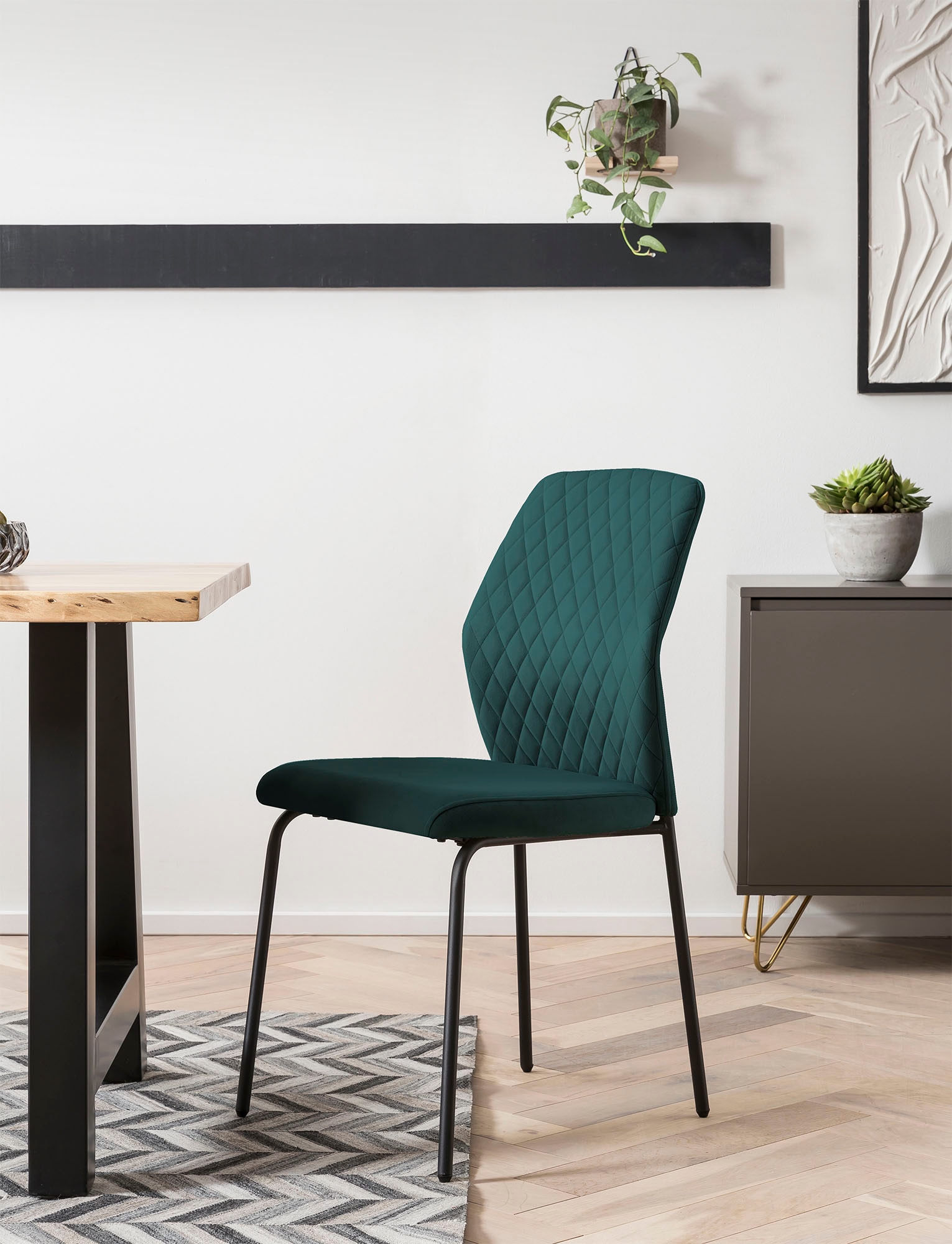 SalesFever 4-Fußstuhl, (Set), 2 St., Samt, 2er Set mit eleganter Wabenstepp günstig online kaufen