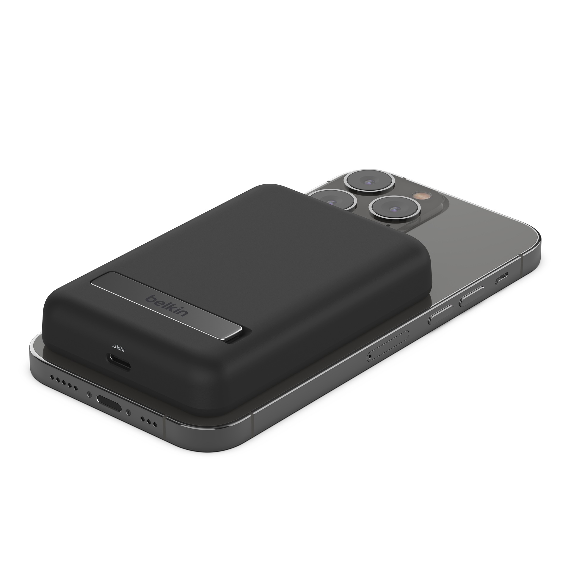 Belkin Powerbank »BoostCharge 5.000mAh magnetische Powerbank mit 7,5 Watt«, Belkin Magn. drahtlose Powerbank,Standfuß,5.000 mAh,schwarz, ausklappbarem Standfuß, für iPhone der Serie 15/14/13/12