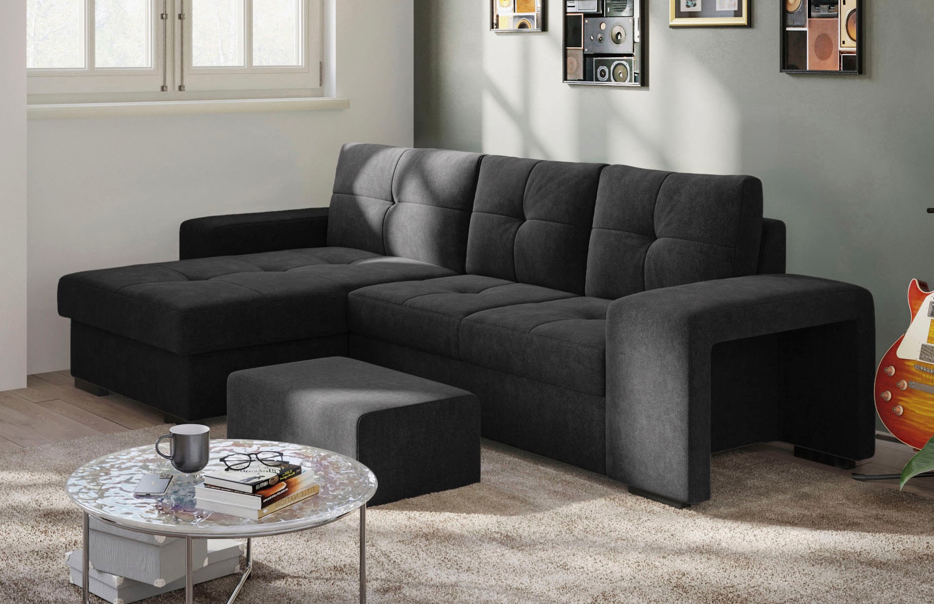 COTTA Ecksofa »Mattina L-Form«, inkl. Hocker, wahlweise mit Bettfunktion und Bettkasten