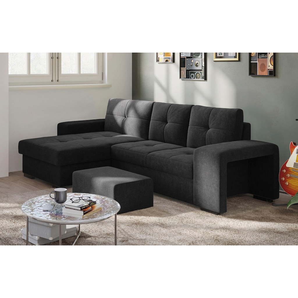 COTTA Ecksofa »Mattina L-Form«, inkl. Hocker, wahlweise mit Bettfunktion und Bettkasten