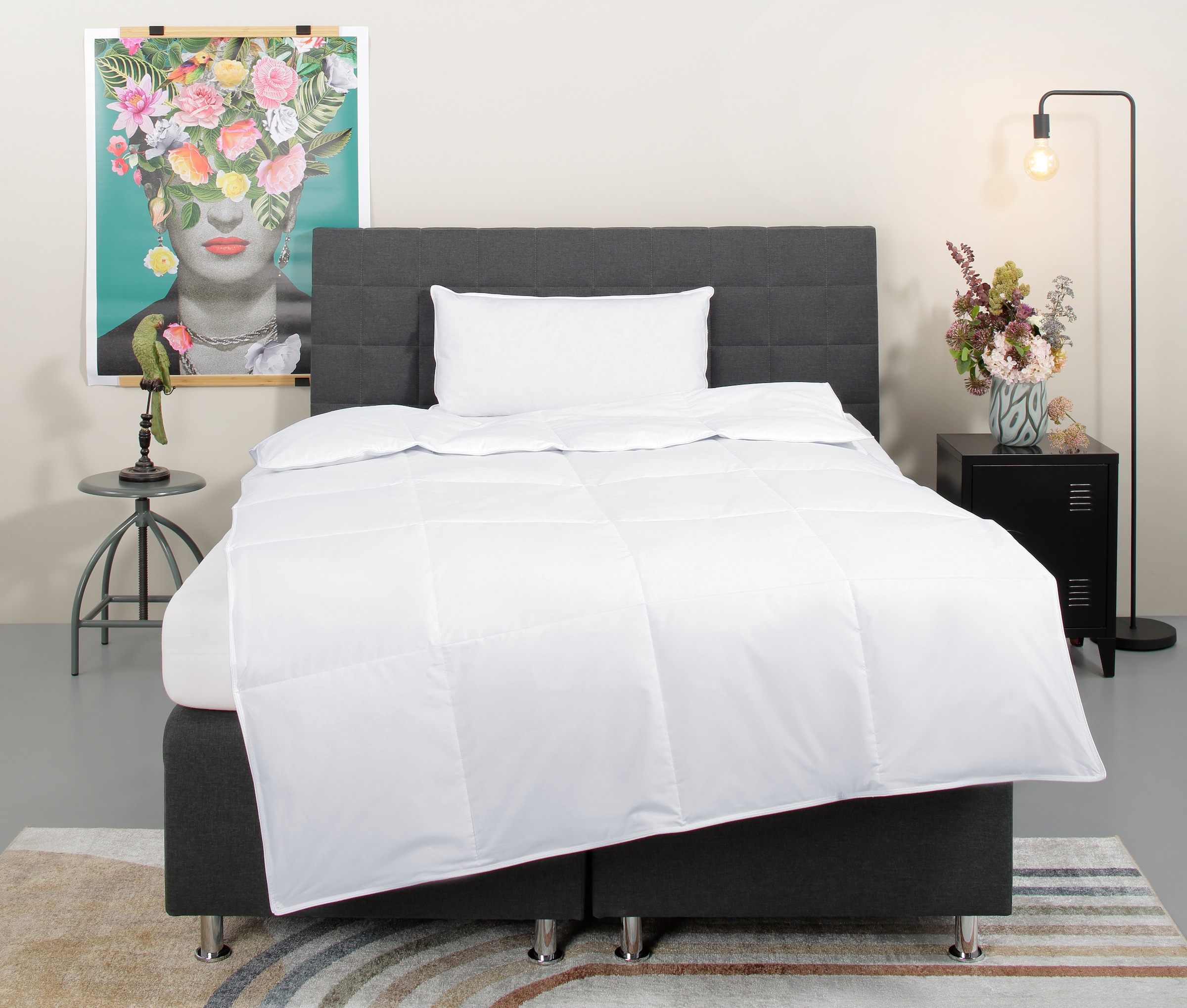 OTTO home Daunenbettdecke + Kopfkissen "Cyra Set, Bettdecke 135x200 & 155x220 cm mit Kissen 80x80 cm" Set, wo besonders auf artgerechte Haltung der Tiere geachtet wird