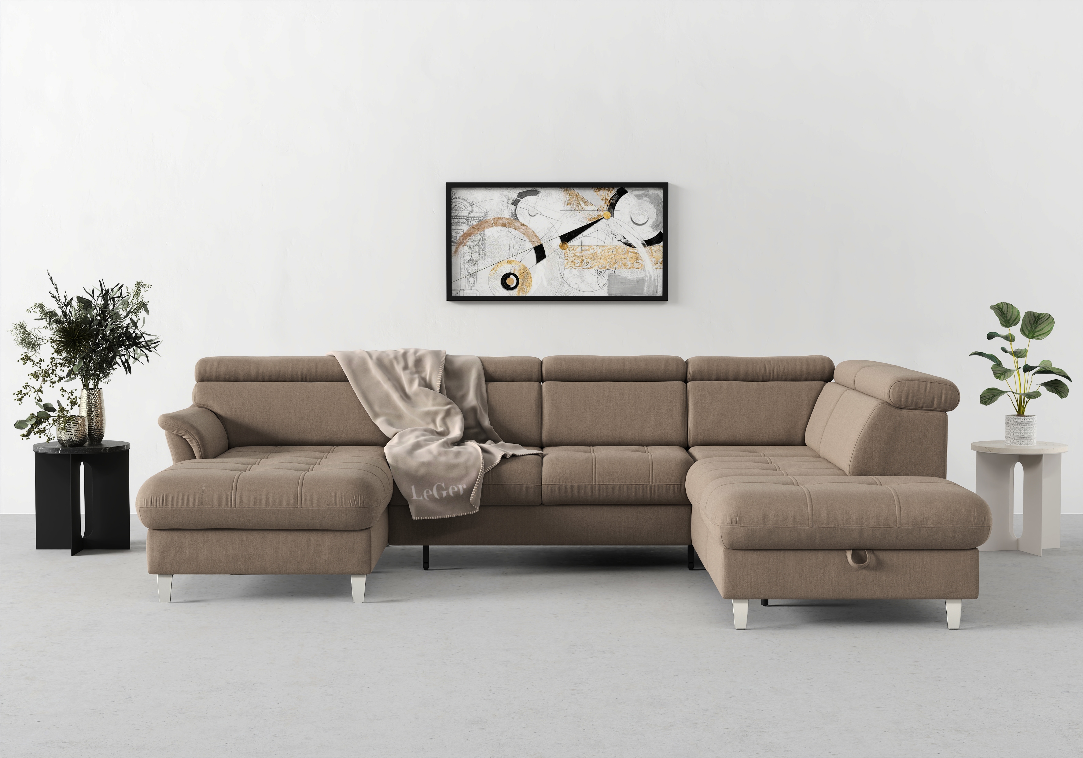 sit&more Wohnlandschaft "Marano U-Form" inklusive Kopfteilverstellung, optional Schlaffunktion & Bettkasten