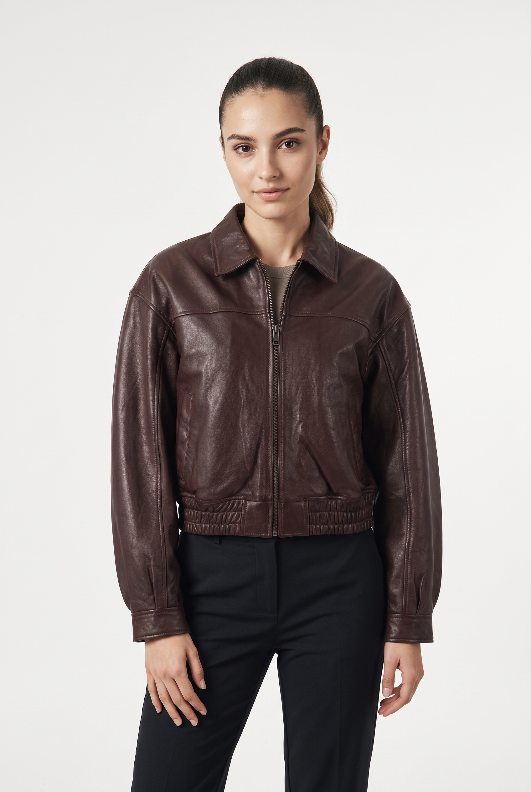 Mauritius Lederjacke "MWMarcia" mit Umlegekragen, kurze Passform