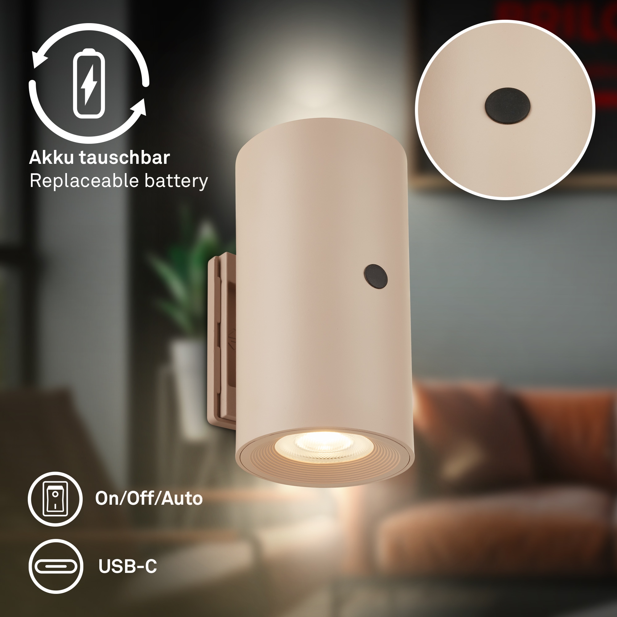 Briloner Leuchten LED Wandleuchte »ISY« LED-Modul 2 Stk. Warmweiß 6,1 x 12 cm (DxH) Beige 2 W ohne Stromanschluss Flur 2er-Set