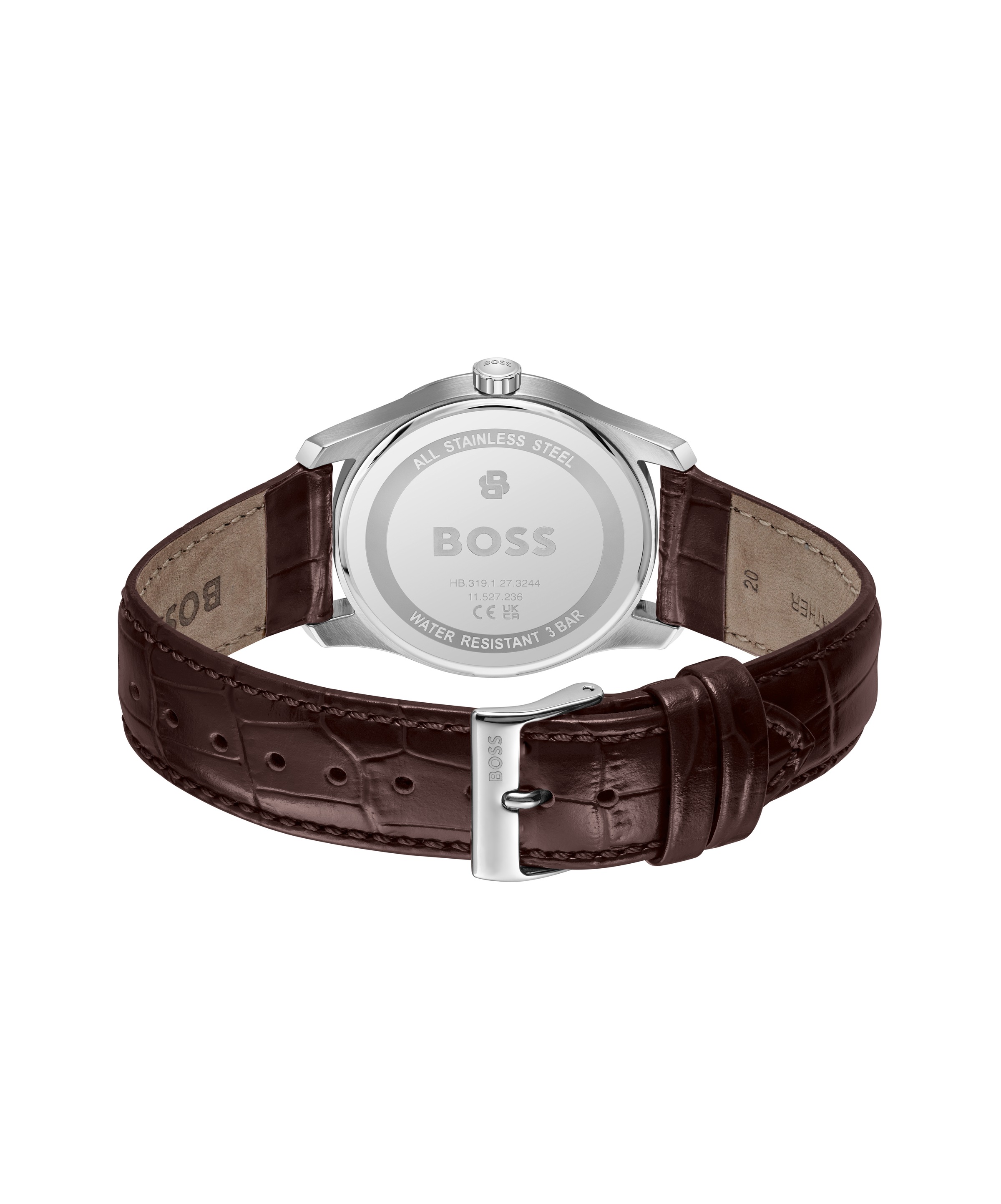 BOSS Quarzuhr »PRINCIPLE« Armbanduhr, Damenuhr, Herrenuhr, Lederarmband, analog, Tag