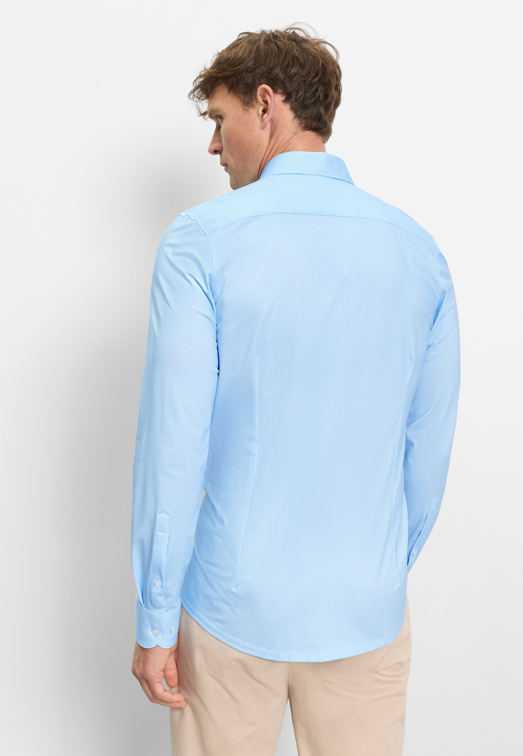 Businesshemd OLYMP "OLYMP Level Five 24/Seven, body fit, New York Kent", Herren, Gr. 43, Normaler Arm, bleu, 92% Baumwolle, 8% Elasthan, Hemden 6
