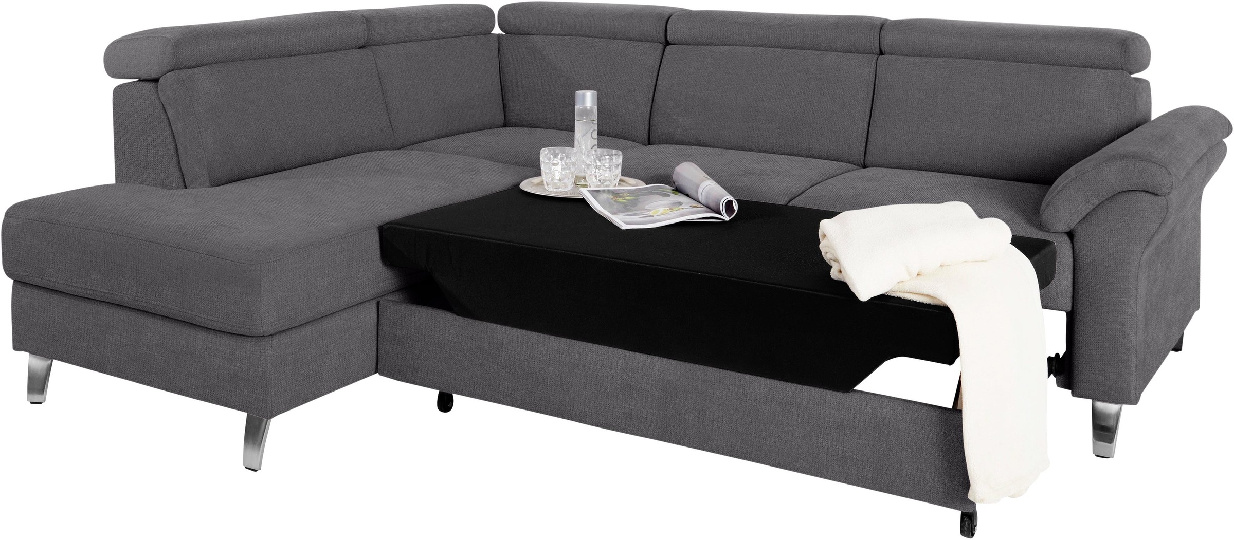 sit&more Ecksofa, inklusive Kopfteilverstellung, wahlweise mit Bettfunktion und Bettkasten