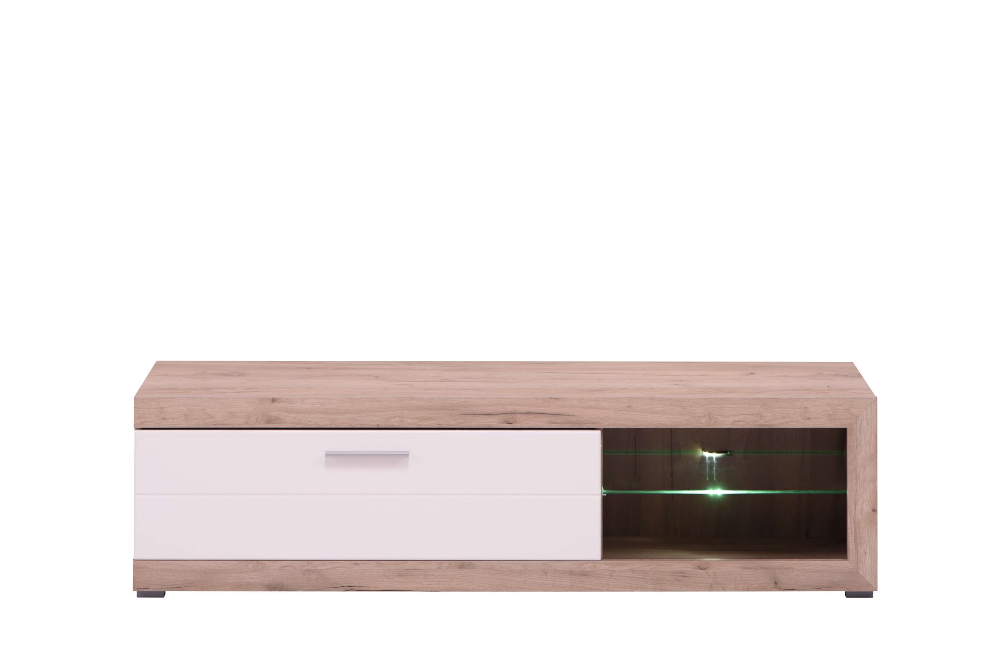 Home affaire Lowboard "Remo TV-Kommode, Breite 160 cm, Höhe 45 cm, offenes Fach mit Glasboden" Wahlweise mit oder ohne LED-Beleuchtung, 1 Klappe, 1 offenes Fach
