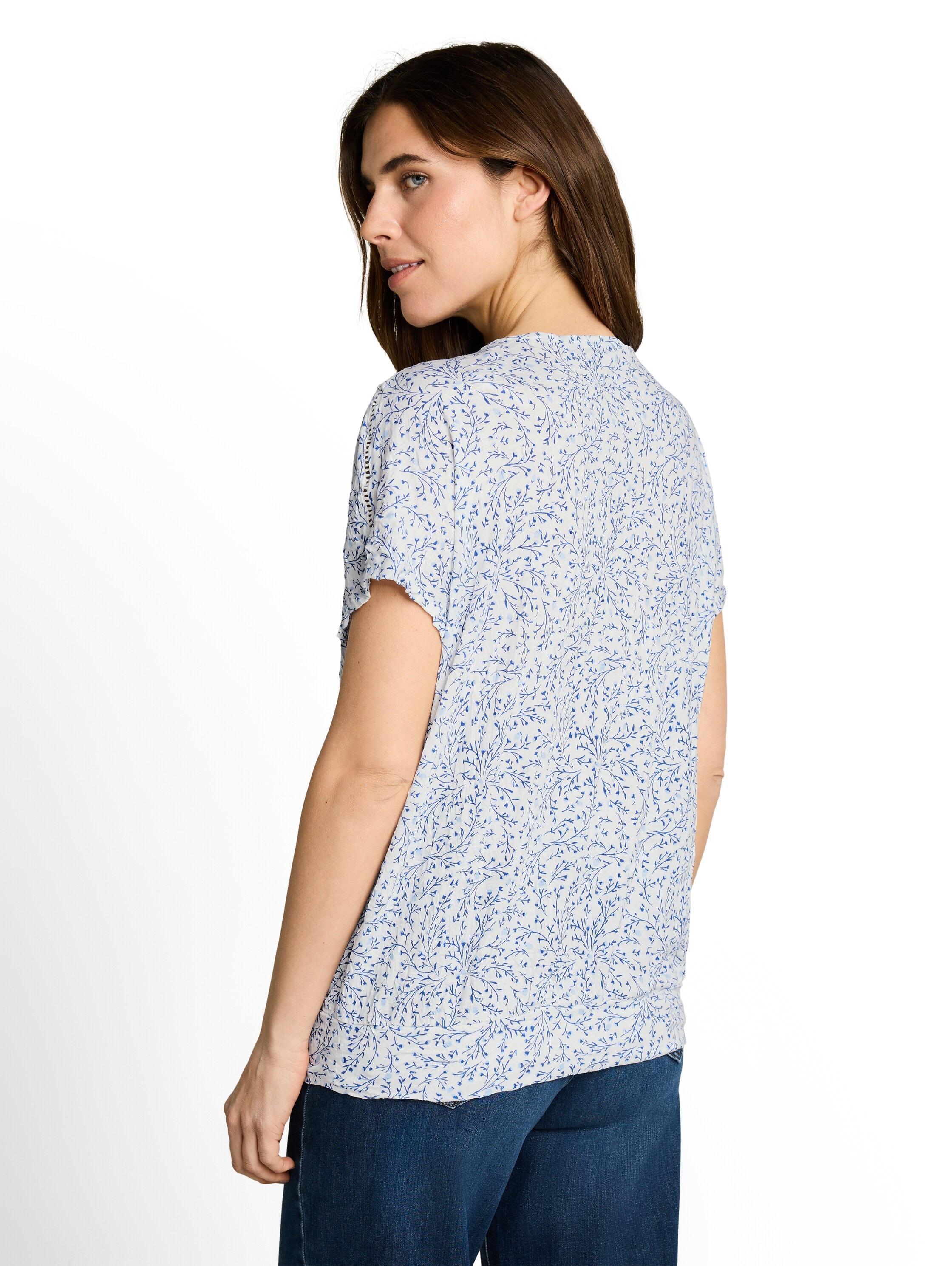 TOM TAILOR Kurzarmshirt Sommershirt mit Allover-Muster und V-Ausschnitt