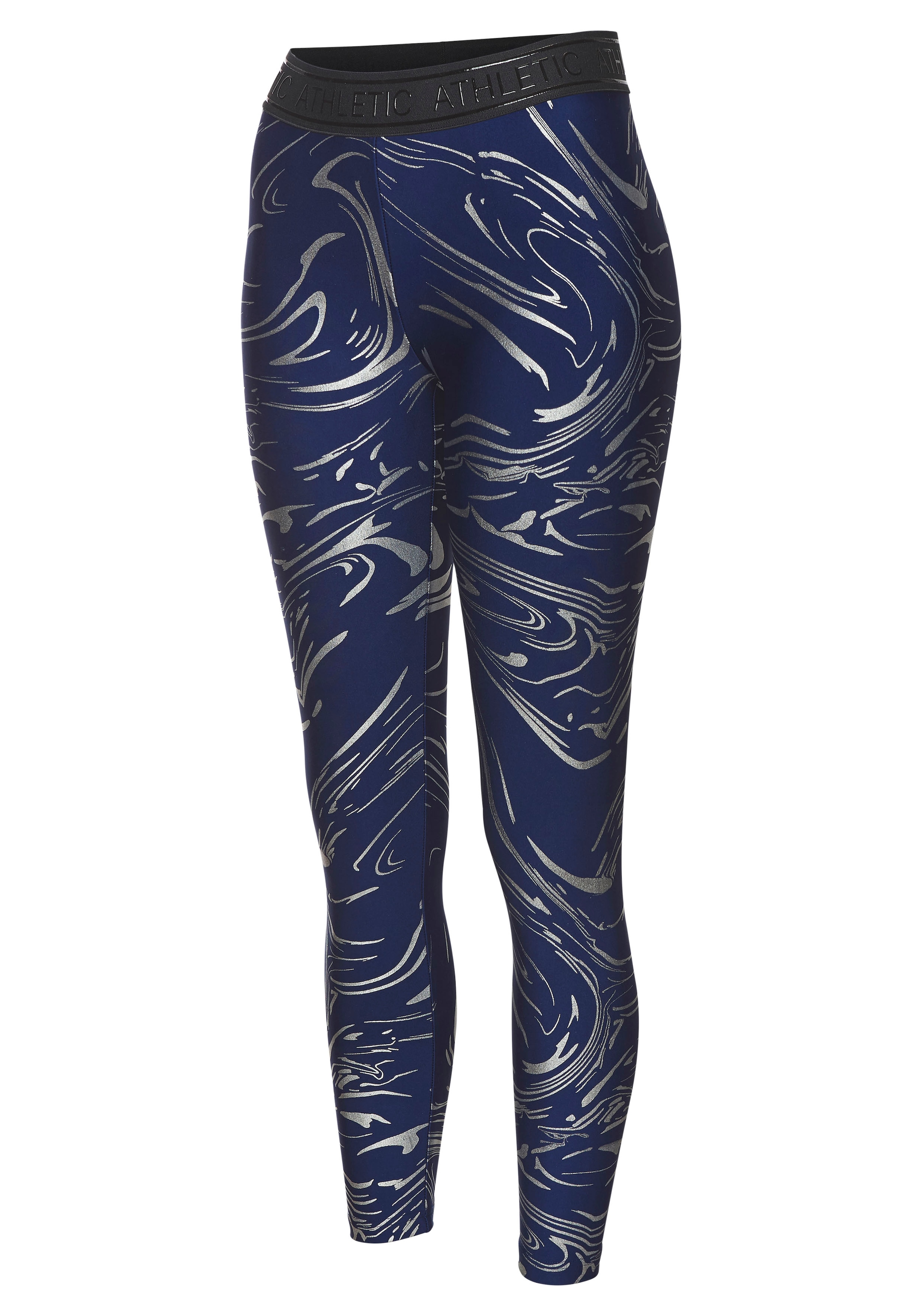 LASCANA ACTIVE Funktionsleggings, Sportleggings mit glänzendem Print und 3D Schriftzug