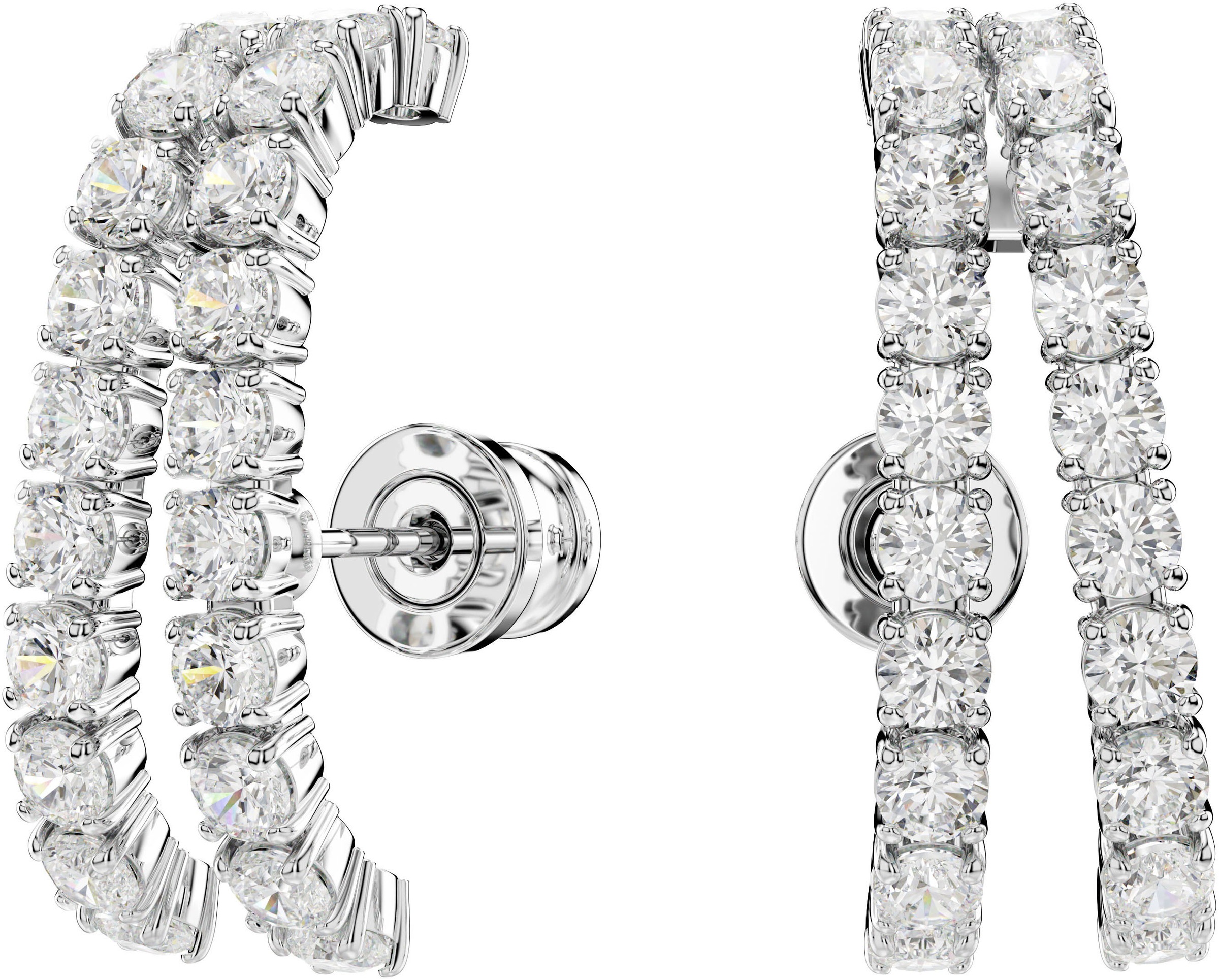 Paar Ohrstecker SWAROVSKI "Schmuck Geschenk Matrix Ohrspangen Ohrklemmen", silber (metallfarben, kristallweiß, kristallweiß), Ohrringe, Damen, Metall, mit Swarovski Zirkonia (synth.)