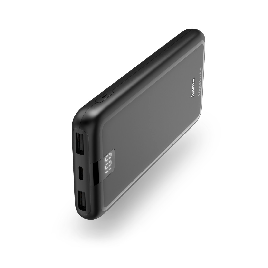 HAMA Powerbank "Powerbank, 10000 mAh, 3 Ausgänge: 1x USB-C, 2x USB-A", 10.000mAh, grau, Akkumulatoren