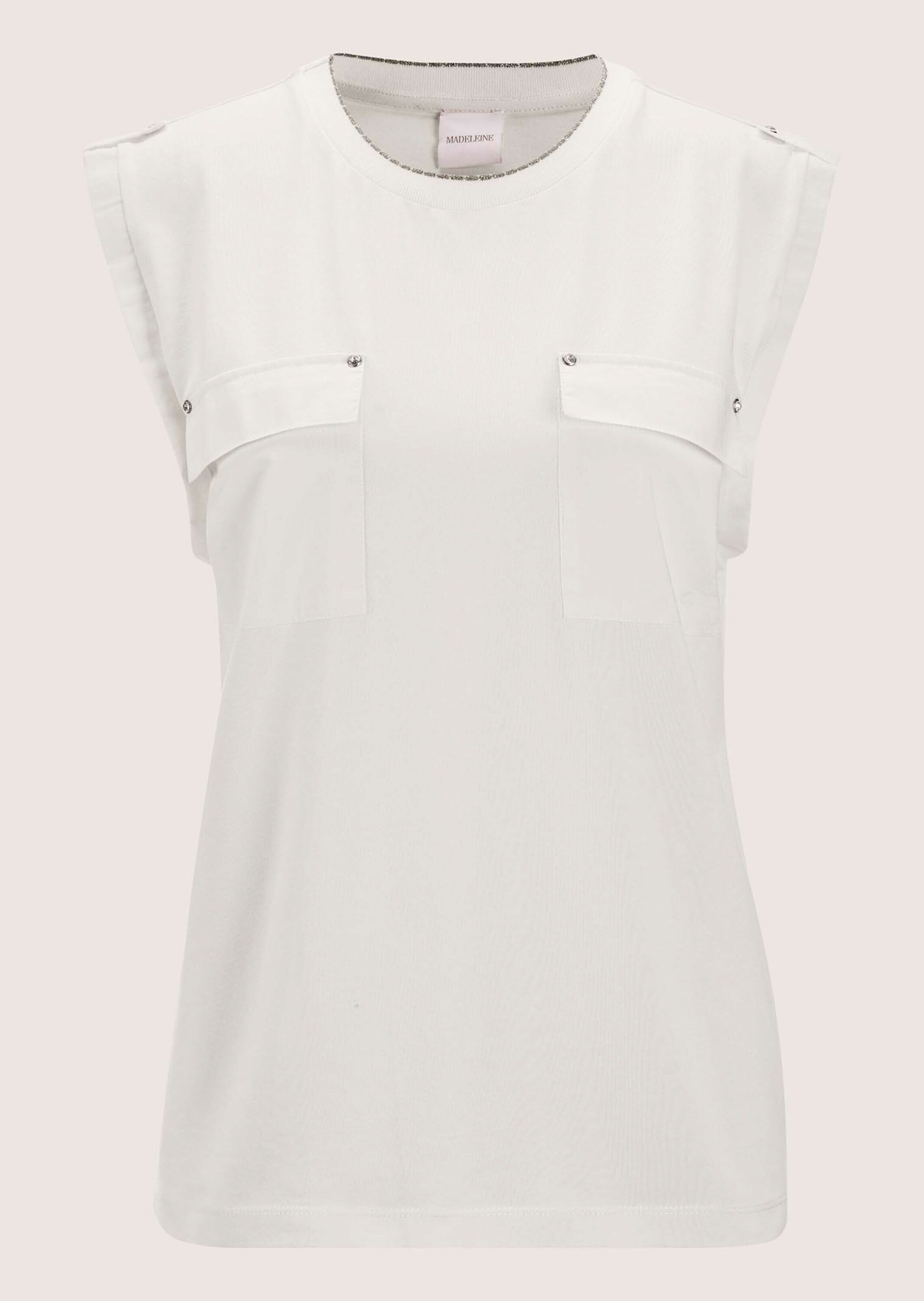 MADELEINE Kurzarmshirt "Shirt Ärmelloses Top mit Glanz-Akzent" günstig online kaufen