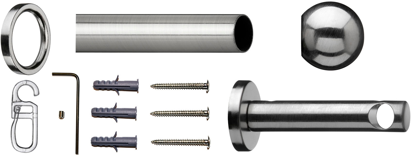 indeko Gardinenstange »Formentor«, | Montagematerial inkl. Komplett-Set Ringen Fixmaß, läufig-läufig, und BAUR 1