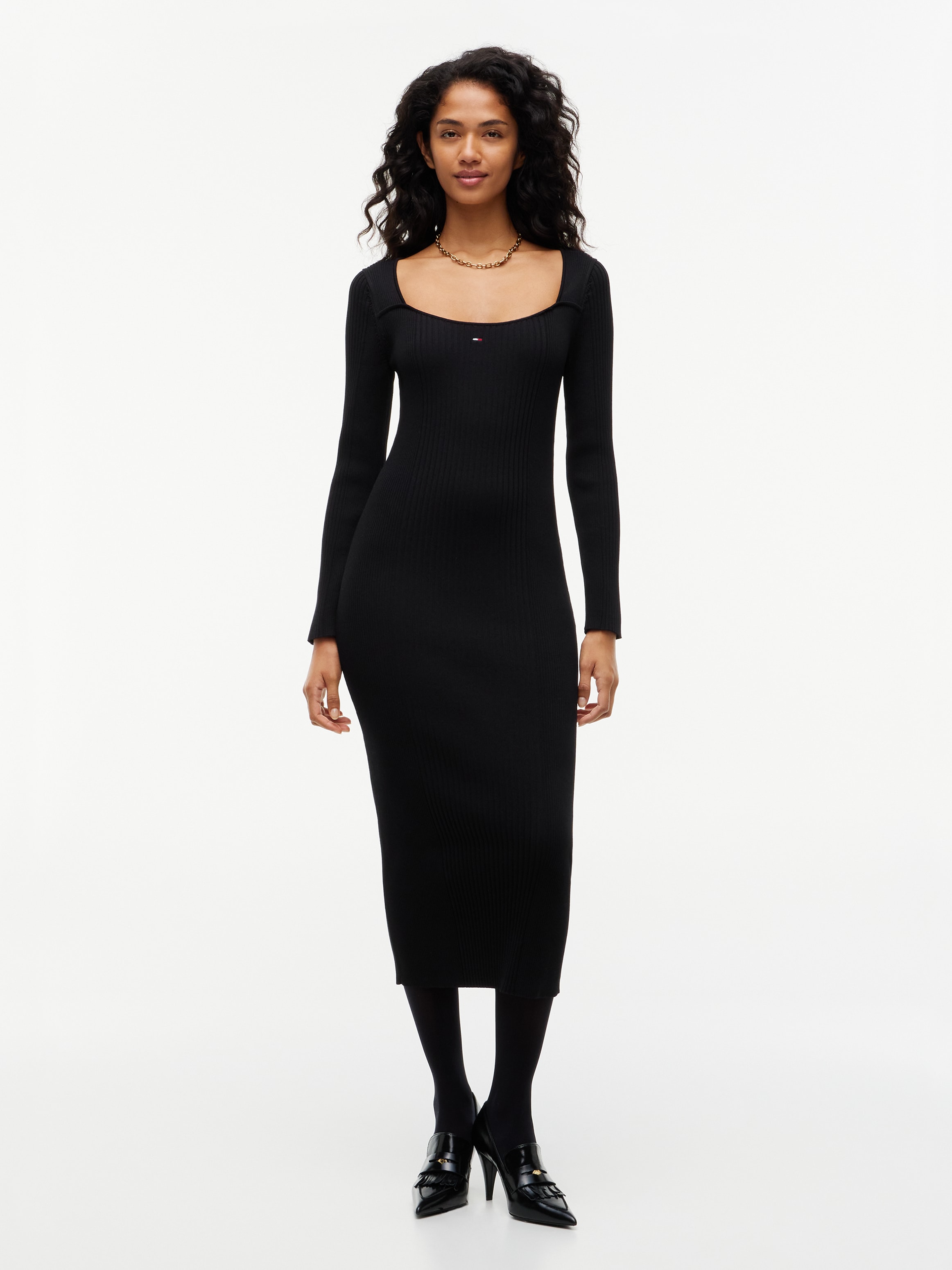 Tommy Jeans Sweatkleid "TJW MIDI BODYCON SWEATER DRESS" Materialmix, figurbetont
