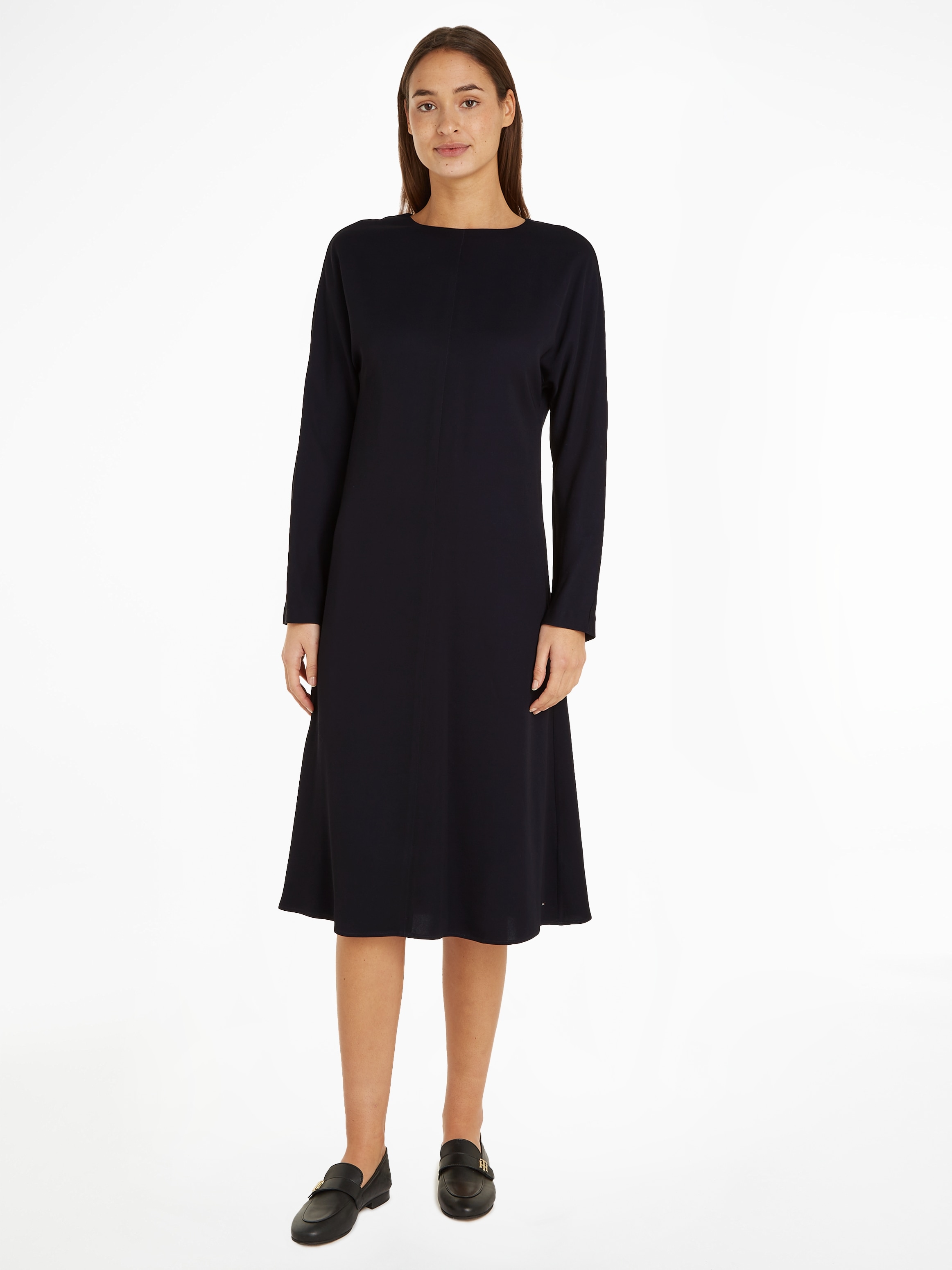 Tommy Hilfiger Midikleid »VISCOSE TWILL SHIRTDRESS LS«, mit kleinem Metalabel