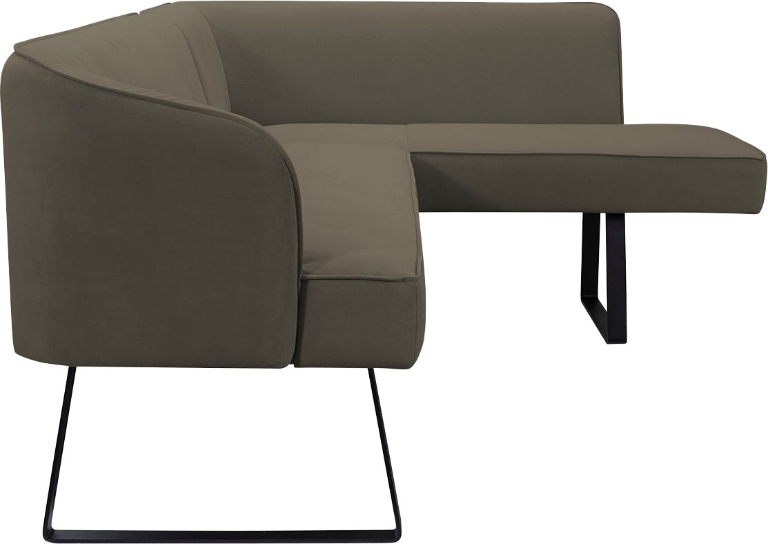 exxpo - sofa fashion Eckbank »Americano«, mit Keder und Metallfüßen, Bezug in verschiedenen Qualitäten