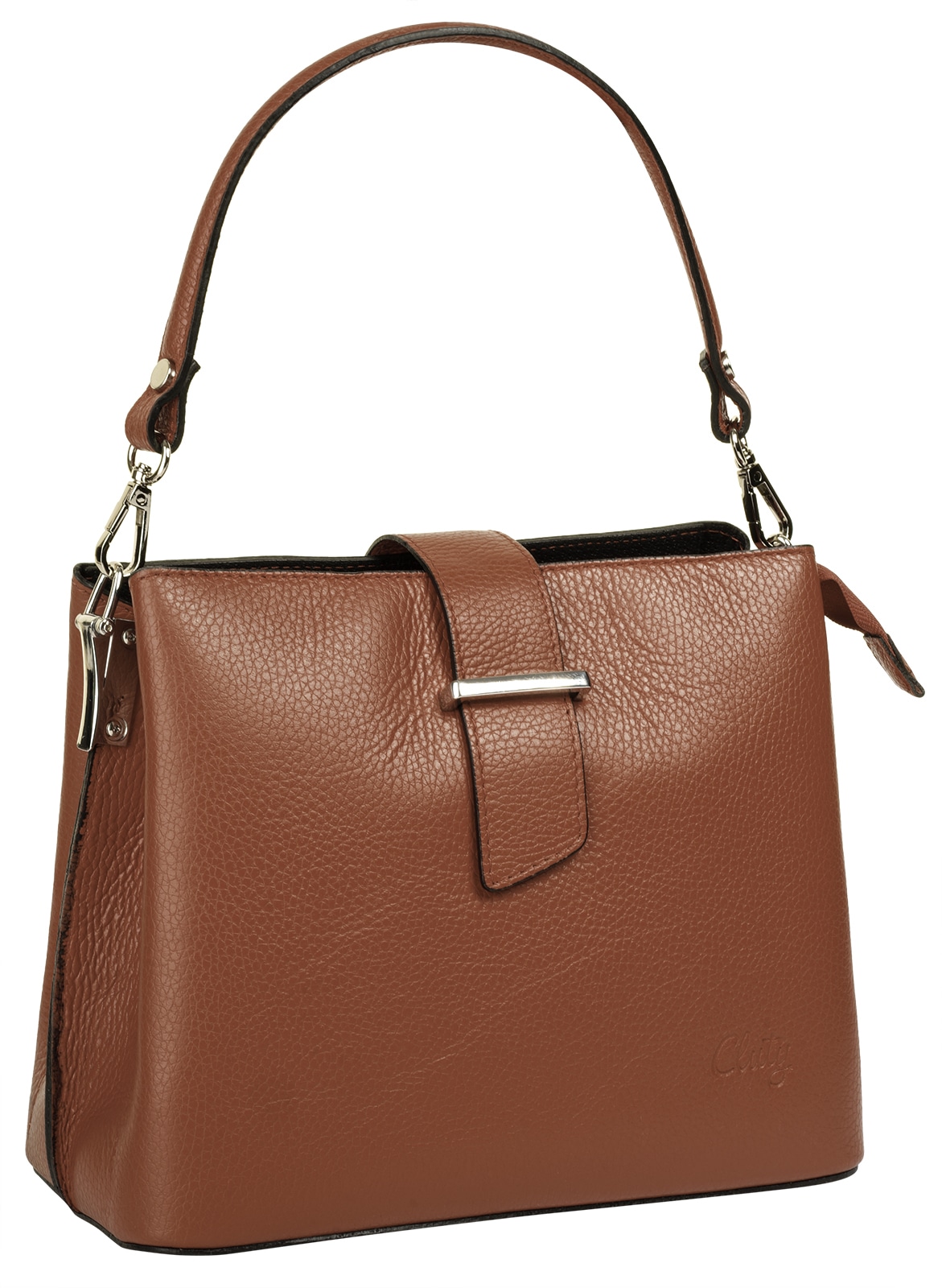 Cluty Henkeltasche, echt Leder, Made in Italy