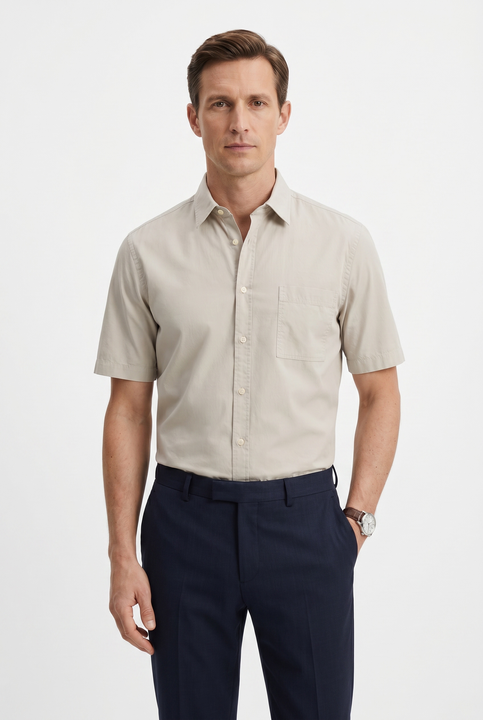 BOSS ORANGE Kurzarmhemd Regular Fit, Kentkragen, Kurzarm