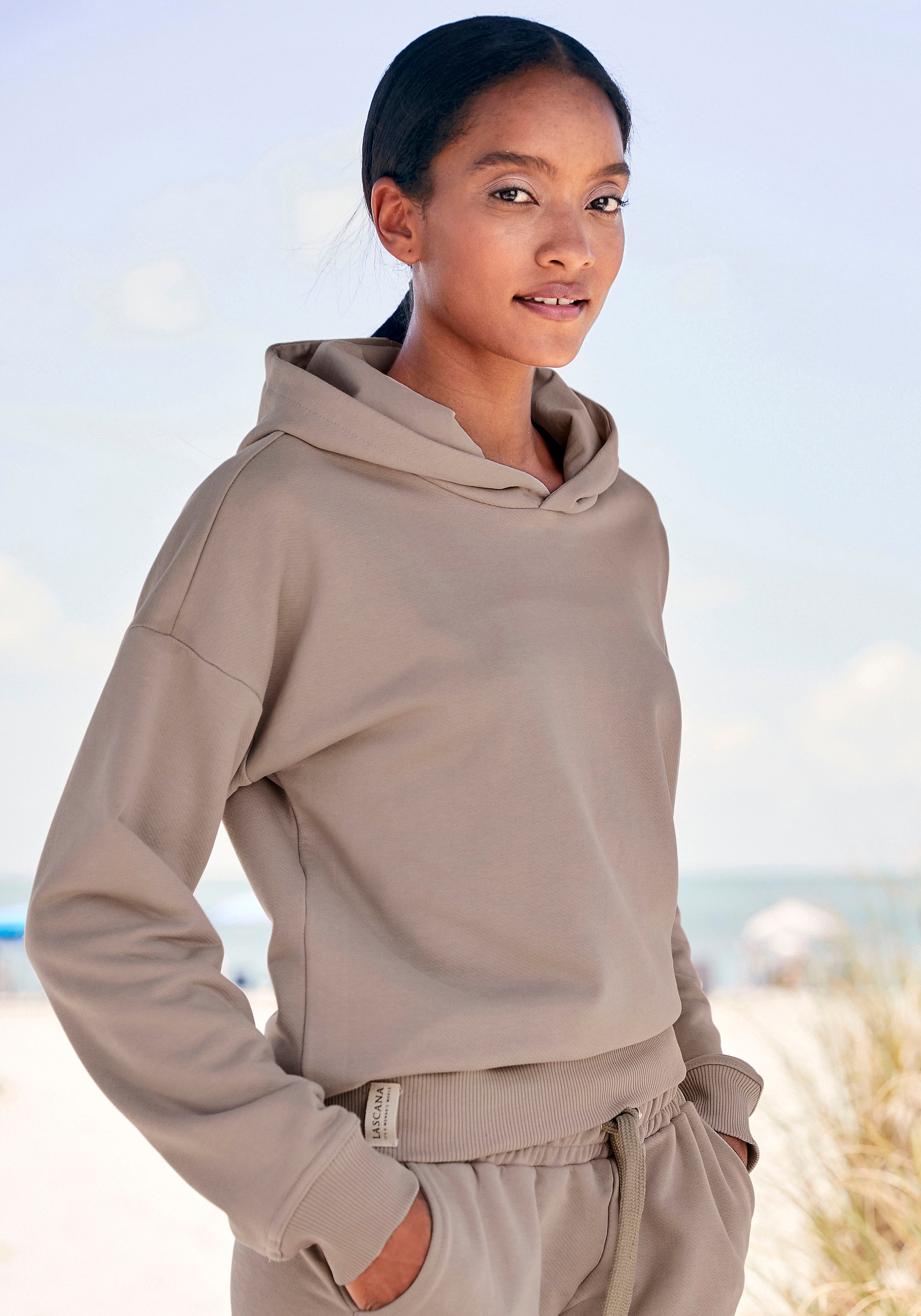 LASCANA Hoodie "-Kapuzensweatshirt", aus organischer Baumwolle, Loungewear, Loungeanzug, Hoodie