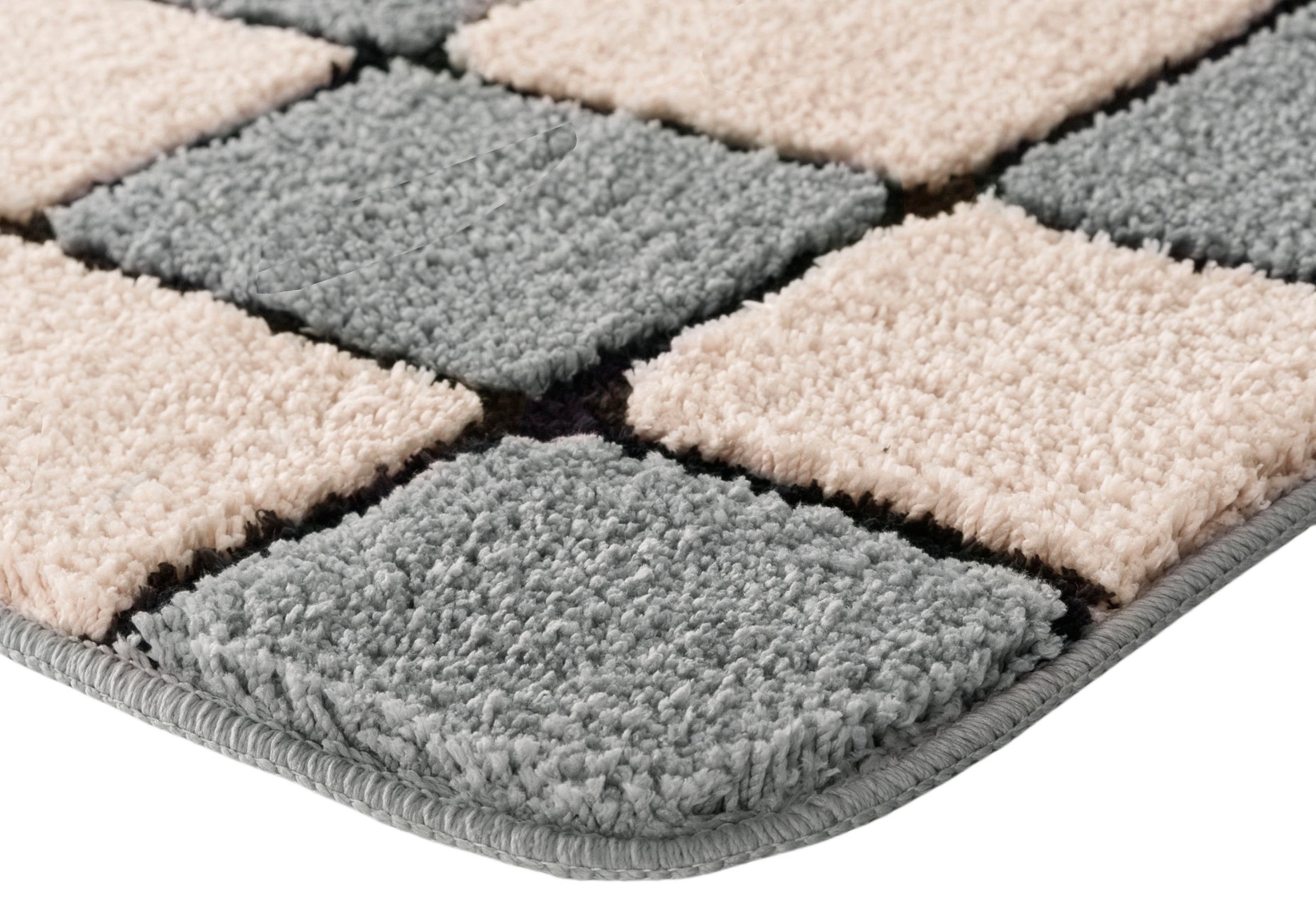 my home Badematte »Melli«, rutschhemmend beschichtet, fußbodenheizungsgeeignet, Badteppich, mit Muster, karierte Badematte