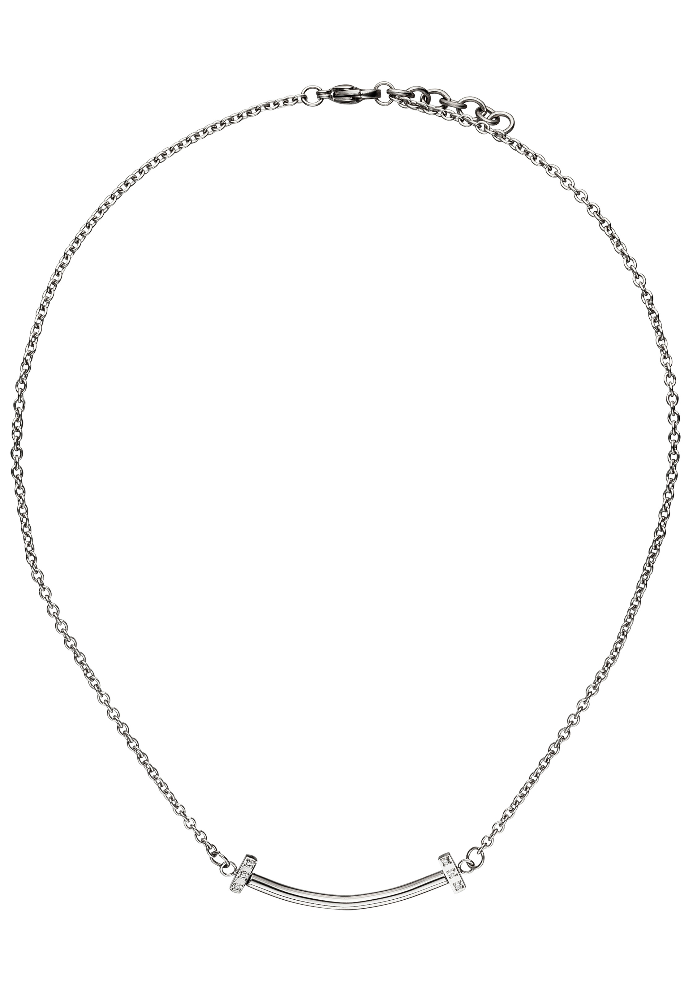 JOBO Collier »Kette mir Anhänger« Edelstahl mit Zirkonia 45 cm