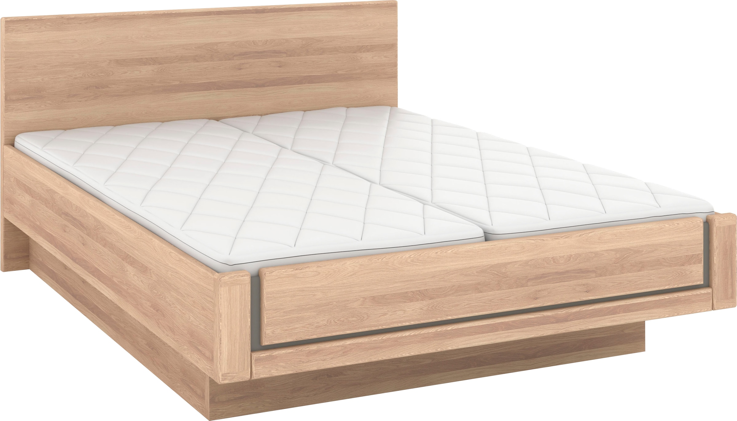 Musterring Holzbett »Sorrent, Bettgestell, Bettrahmen, teilmassiv Eiche«, (MADE IN GERMANY), Eiche teilmassiv, Liegehöhenverstellung, in schwebender Optik