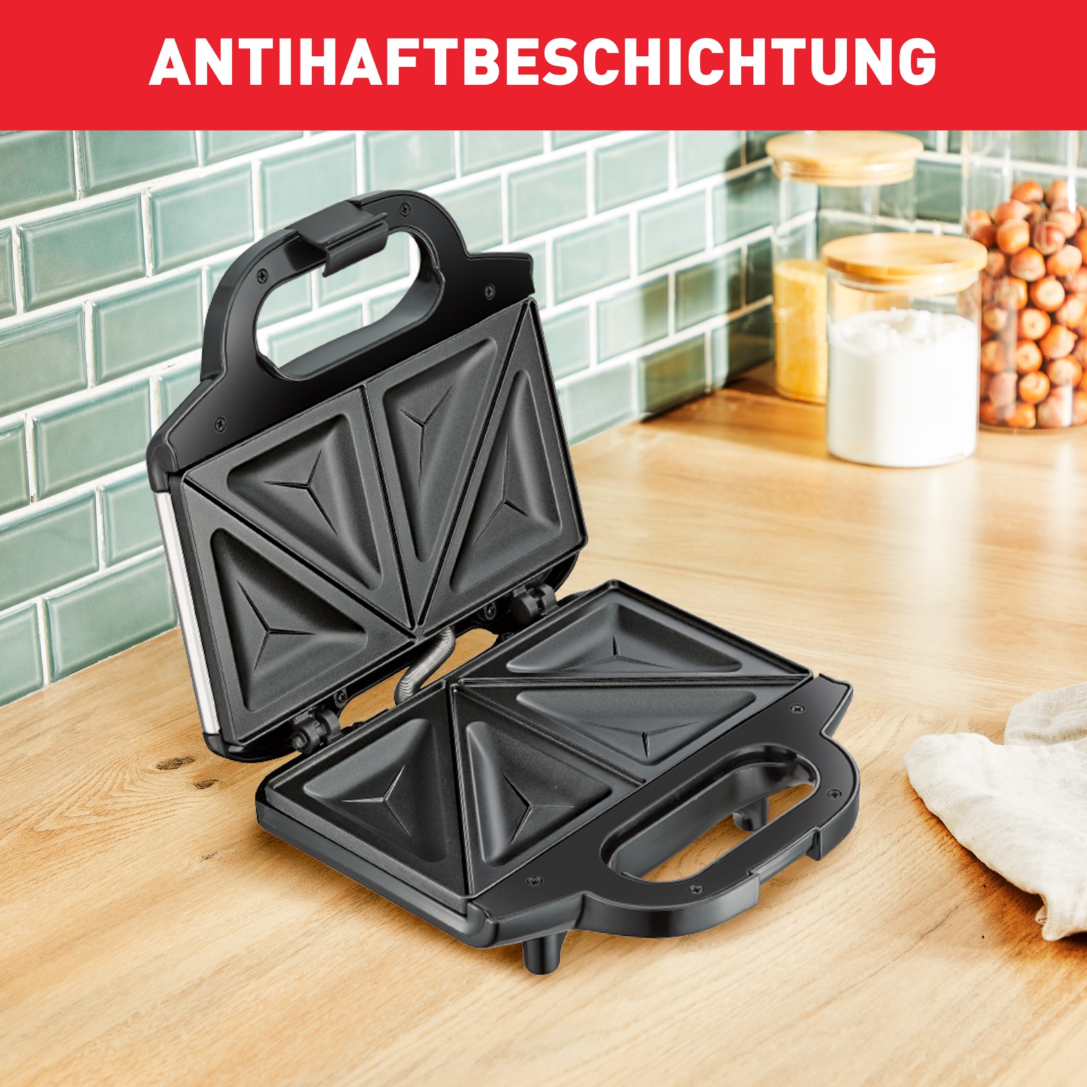 Tefal Sandwichmaker »Ultracompact, einfache Reinigung, Verriegelungstaste, isolierter Griff«, 700 W, kompakte Aufbewahrung, Maße: 26,5 x 26 x 12 cm, SM1552
