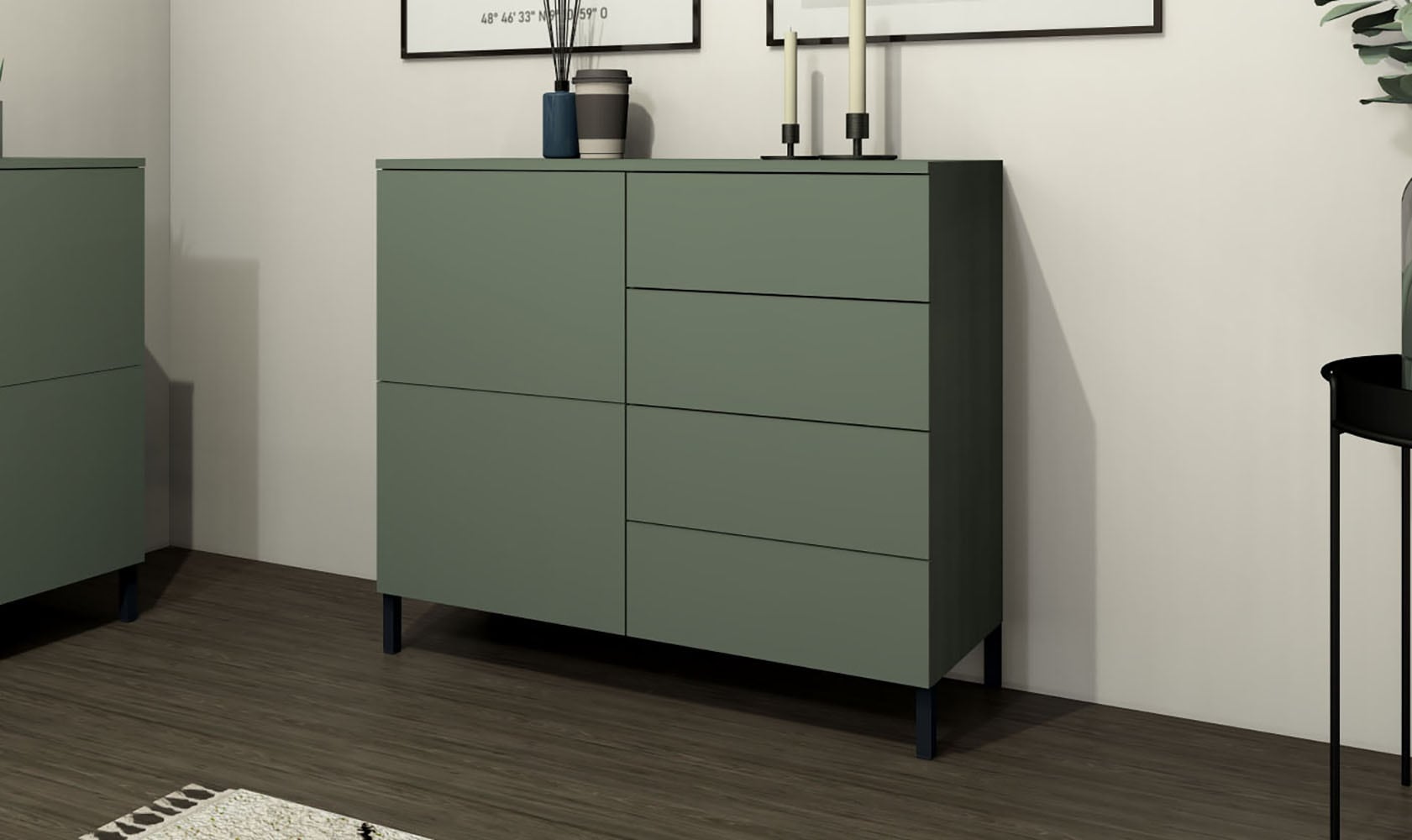 borchardt Möbel Kommode »Haama, modern, grifflos, Metallfüße, praktisch,  2 Türen« Push-To-Open, verstellbare Einlegeböden, viel Stauraum, Breite 93cm