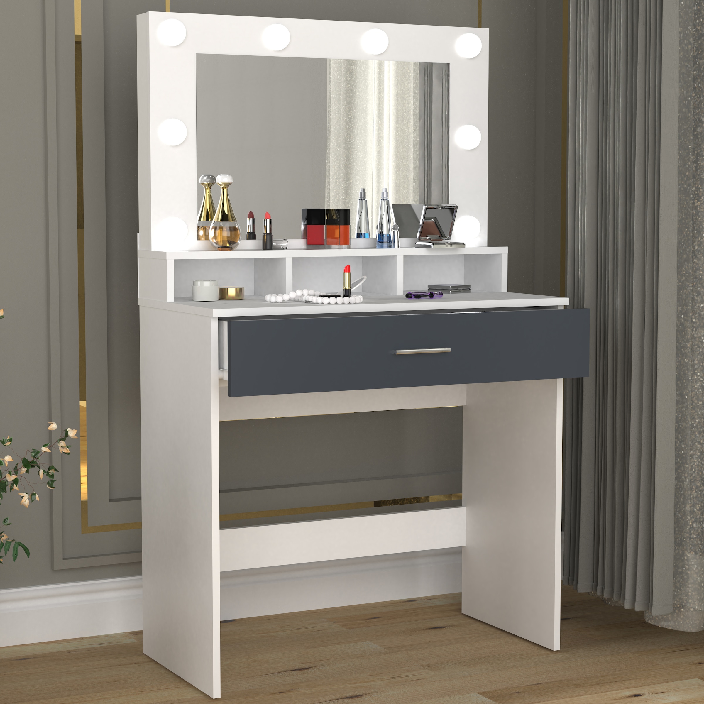 VCM Schminkschrank »Kosmal«, Frisiertisch | Maße ca. H. 133 x B. 80 x T. 40 cm | Schminktisch mit Schublade und Spiegel