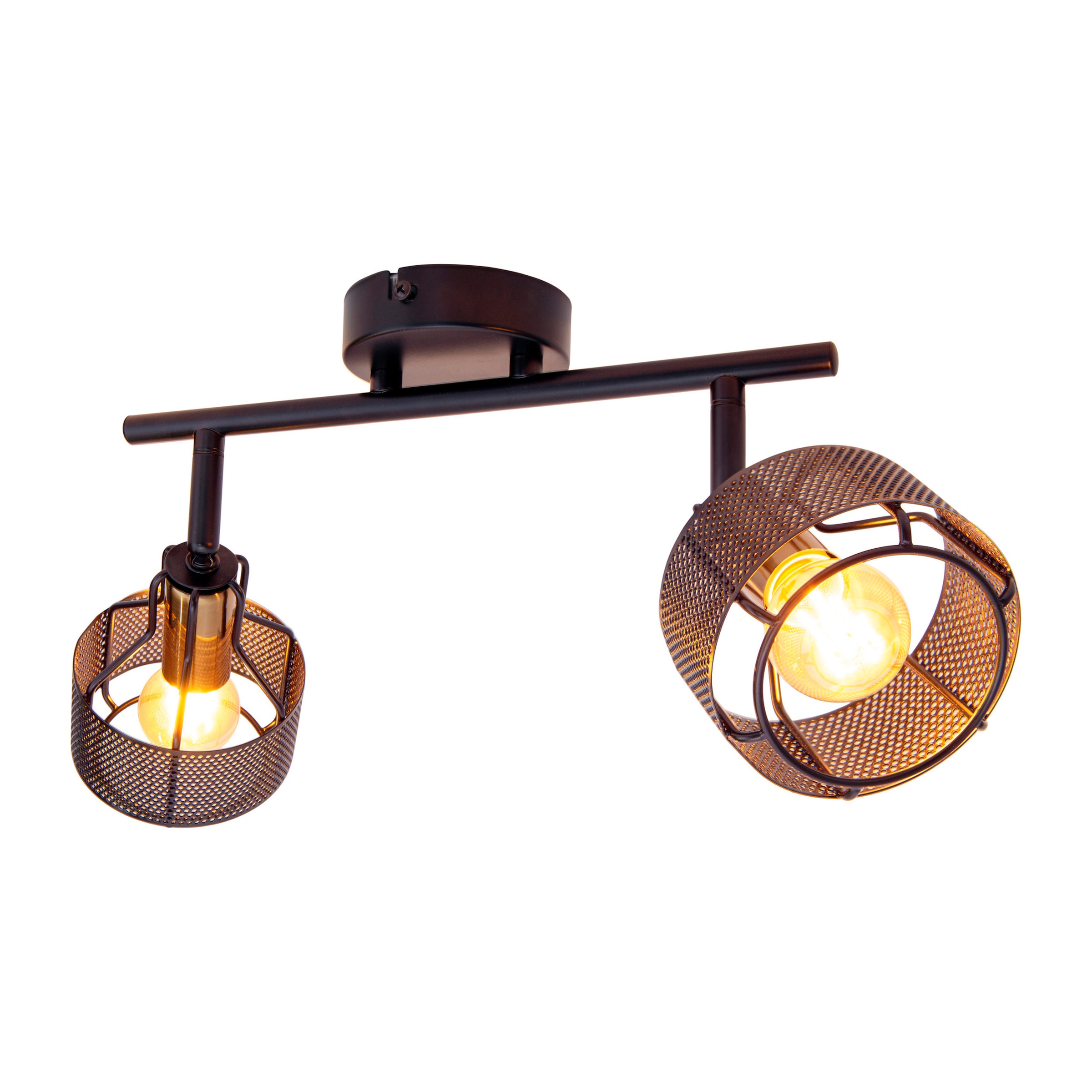 näve Deckenspots »Foro« E14 1 Stk. 2er Wand/Deckenleuchte, schwarz, Fassung golden, exkl. 2x E14, L: 32cm