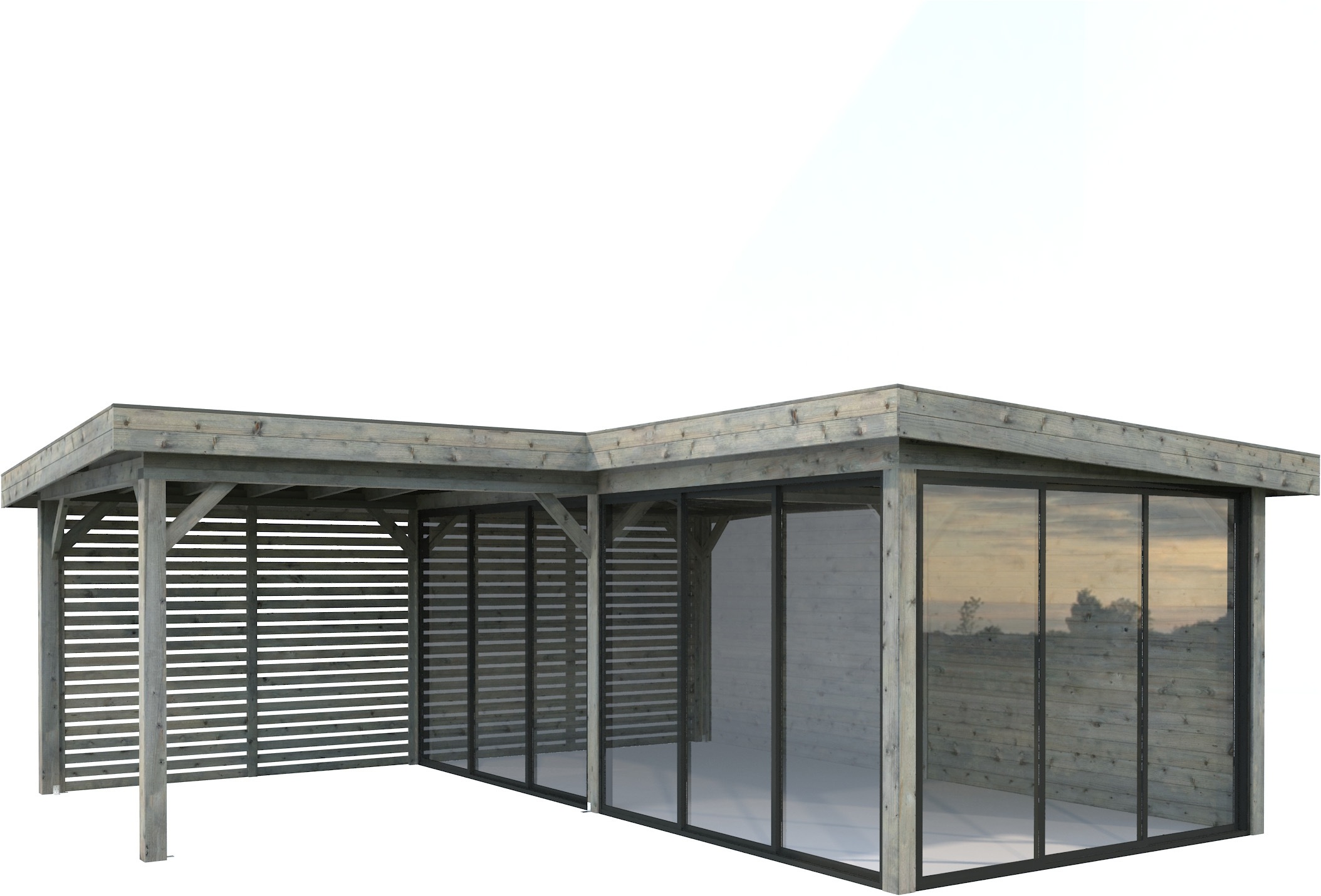 Palmako Gartenhaus »Lenna 24,9 m², Set 714 Slide Plus«